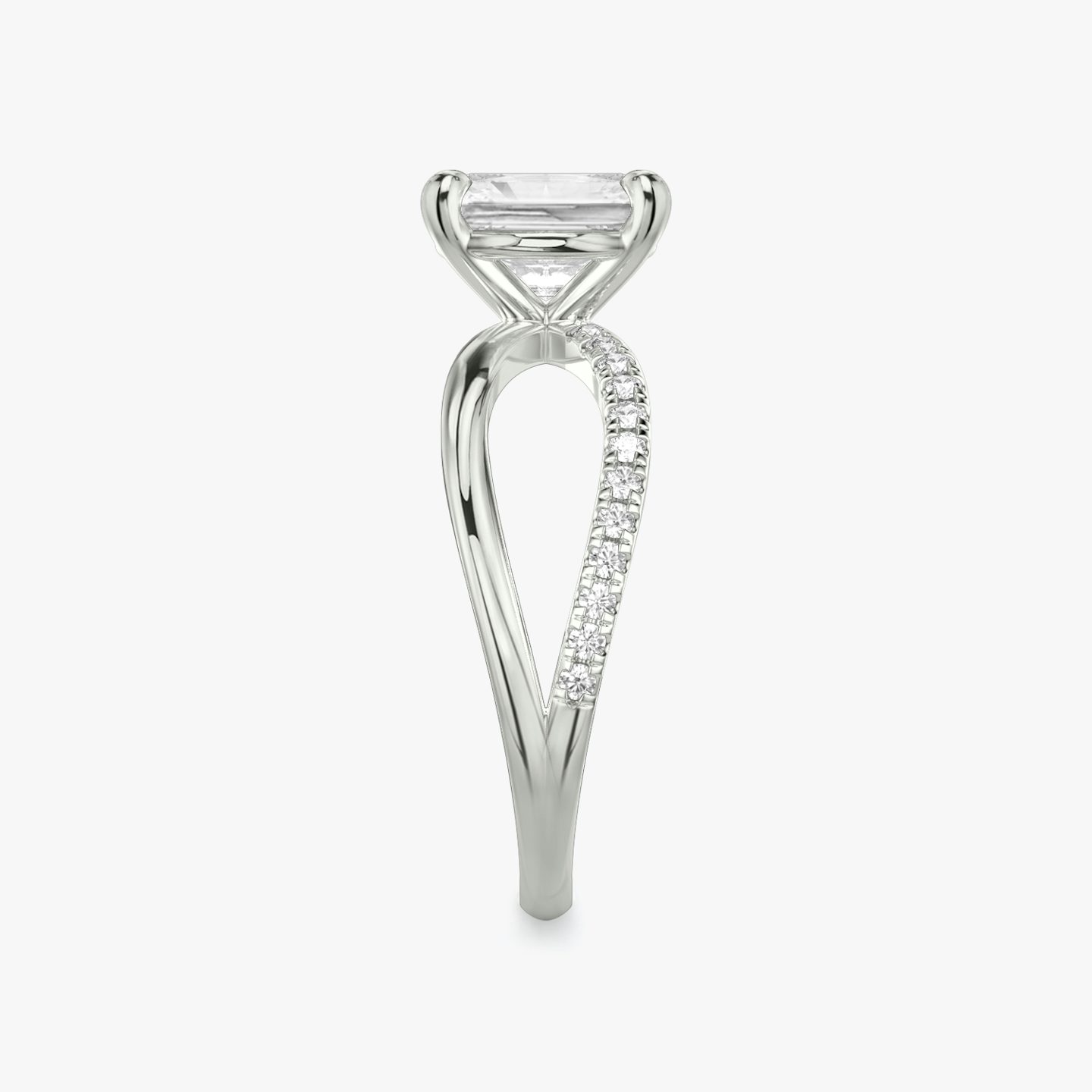 The Duet | Radiant | 18k | White Gold | bandAccent: Pavé | diamondOrientation: vertical | caratWeight: other