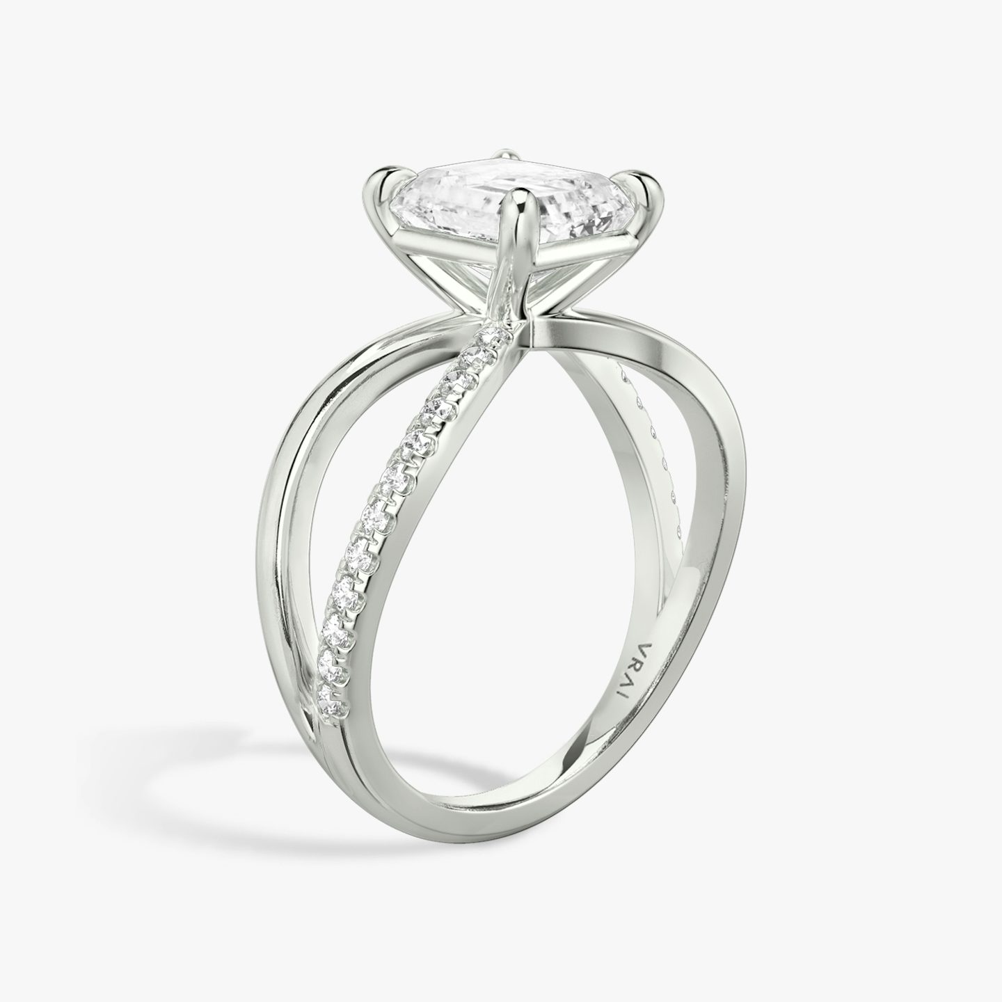 The Duet | Radiant | 18k | White Gold | bandAccent: Pavé | diamondOrientation: vertical | caratWeight: other
