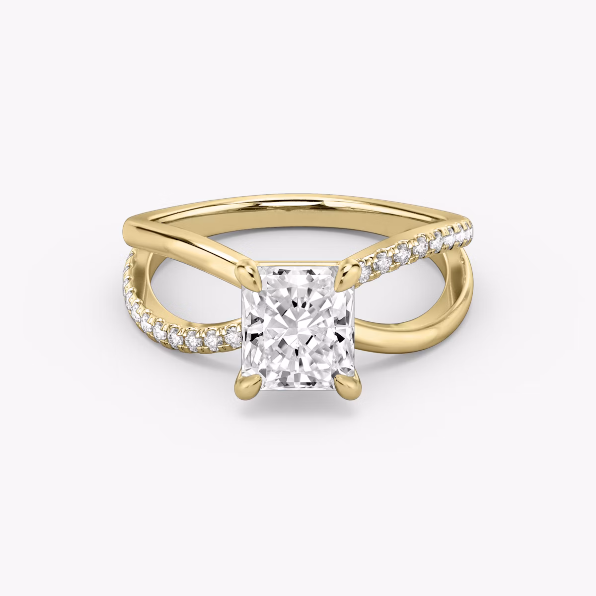 The Duet | Radiant | 18k | Yellow Gold | bandAccent: Pavé | diamondOrientation: vertical | caratWeight: other
