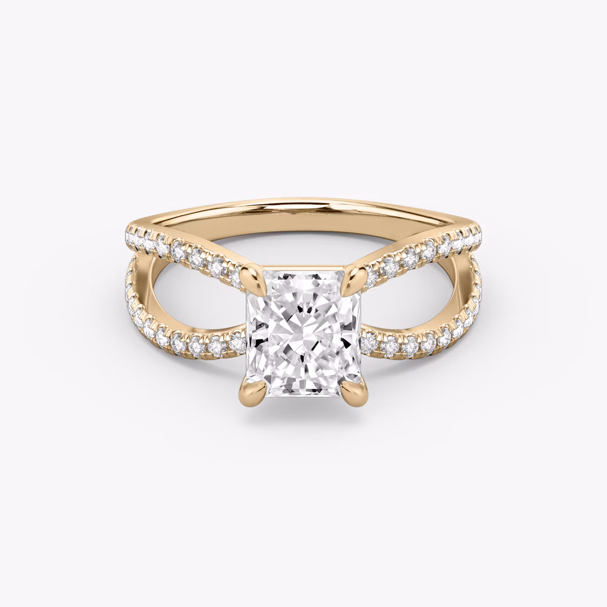 The Duet | Radiant | 14k | Rose Gold | bandAccent: Double pavé | diamondOrientation: vertical | caratWeight: other