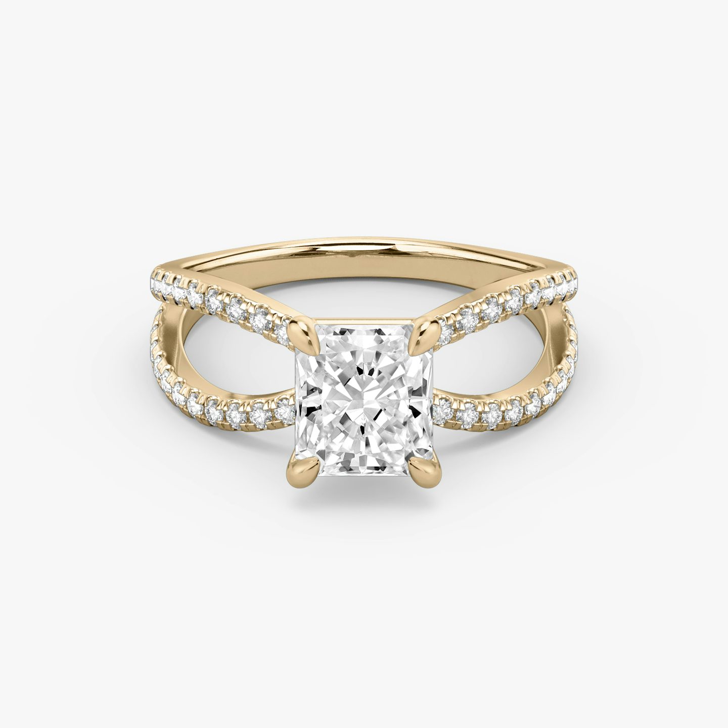 The Duet | Radiant | 14k | Rose Gold | bandAccent: Double pavé | diamondOrientation: vertical | caratWeight: other
