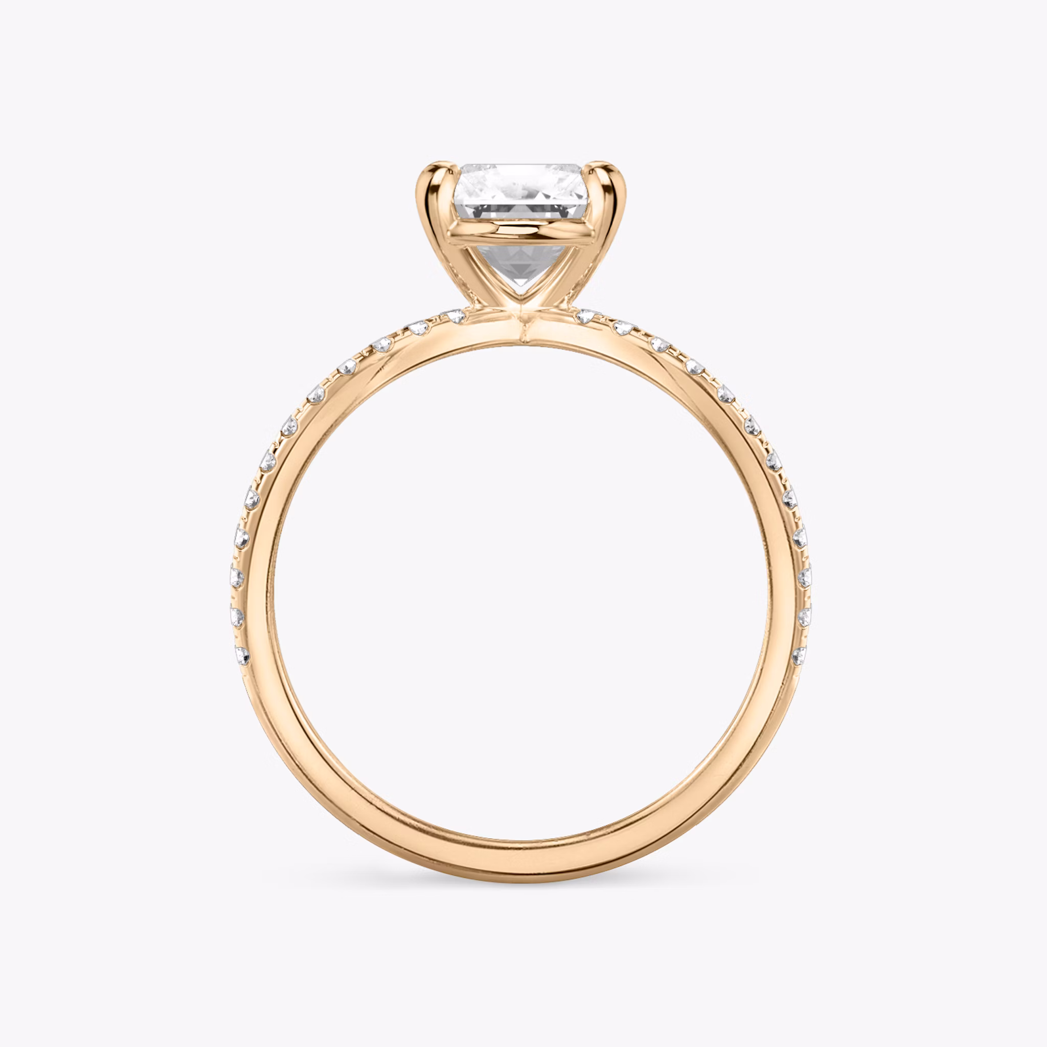 The Duet | Radiant | 14k | Rose Gold | bandAccent: Double pavé | diamondOrientation: vertical | caratWeight: other