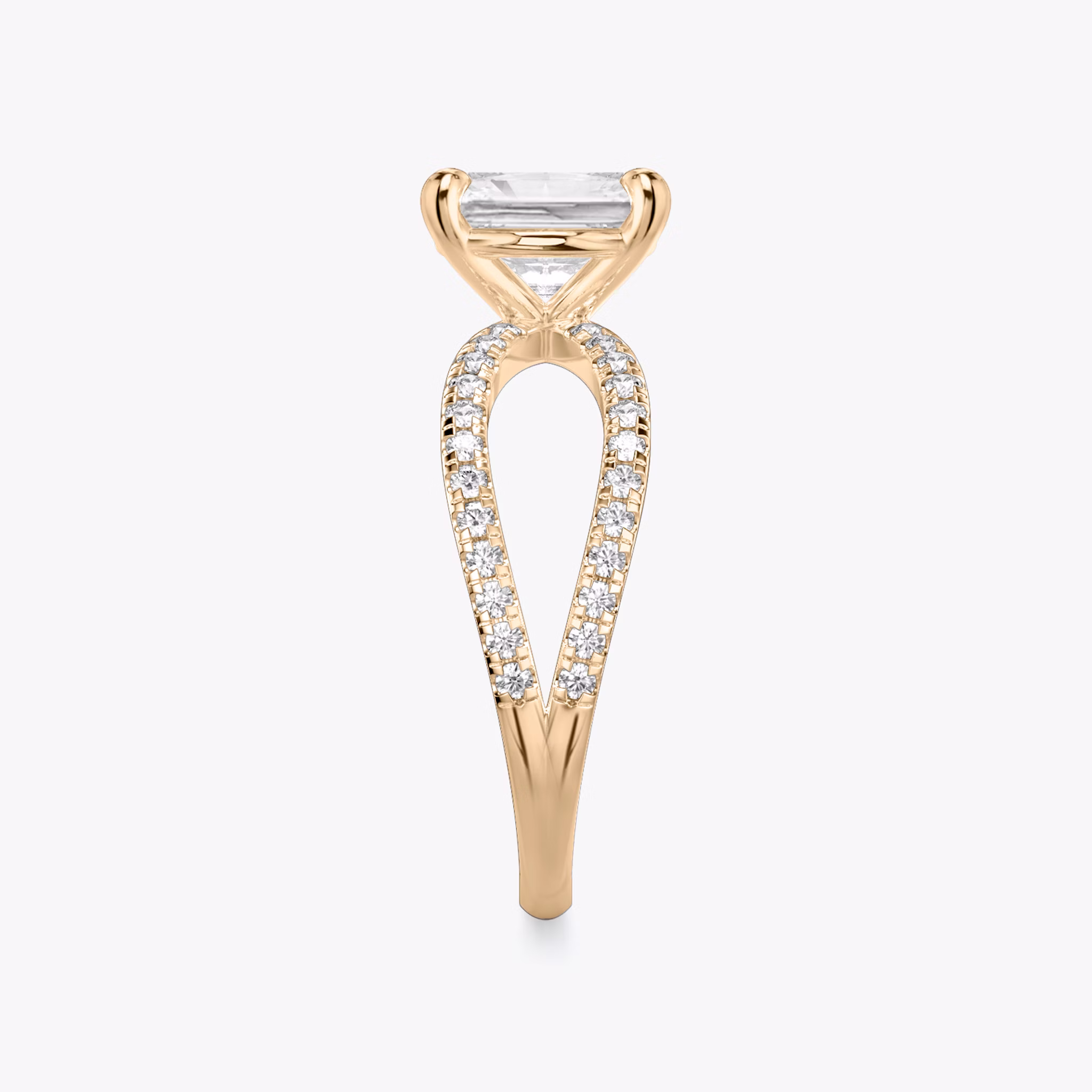The Duet | Radiant | 14k | Rose Gold | bandAccent: Double pavé | diamondOrientation: vertical | caratWeight: other