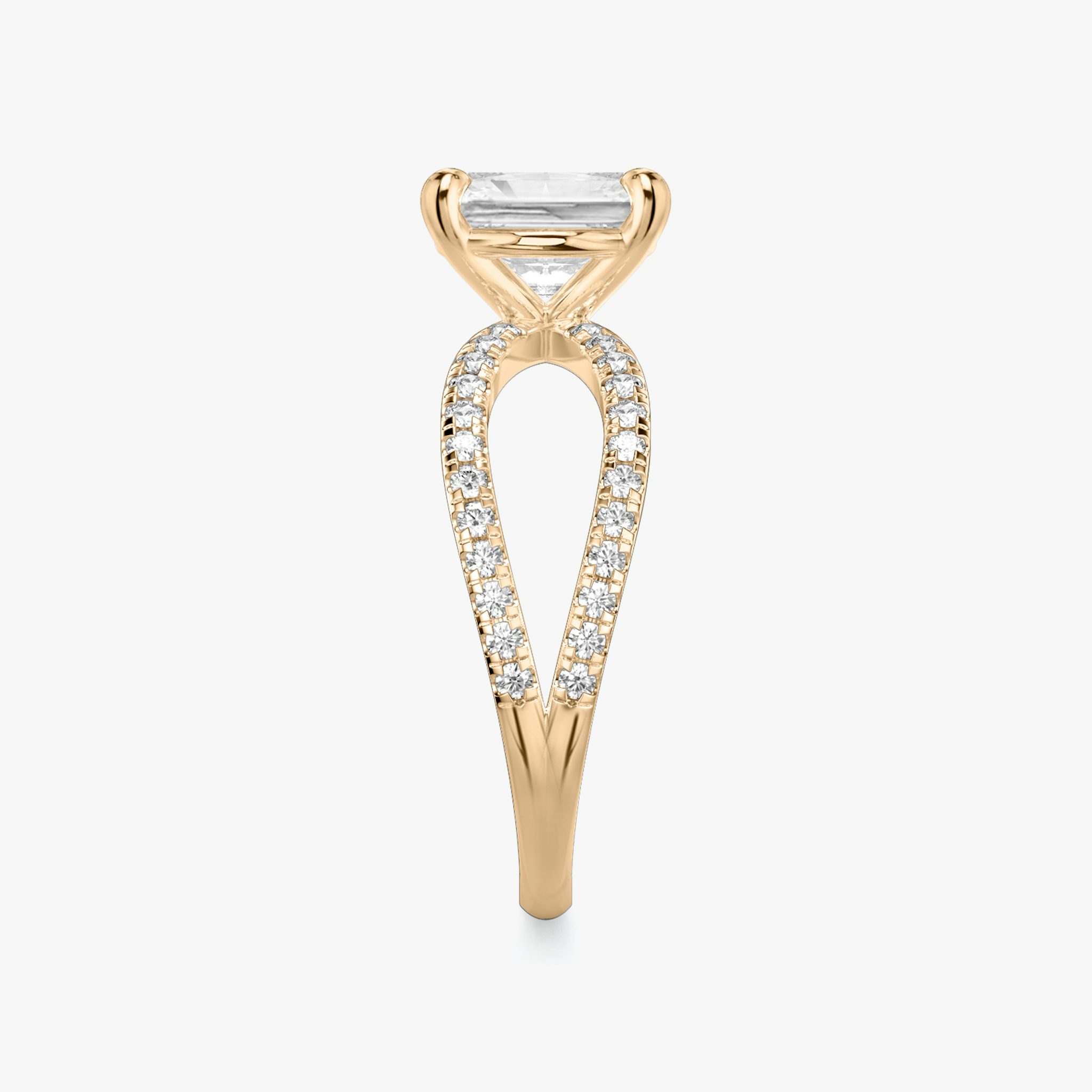 The Duet | Radiant | 14k | Rose Gold | bandAccent: Double pavé | diamondOrientation: vertical | caratWeight: other