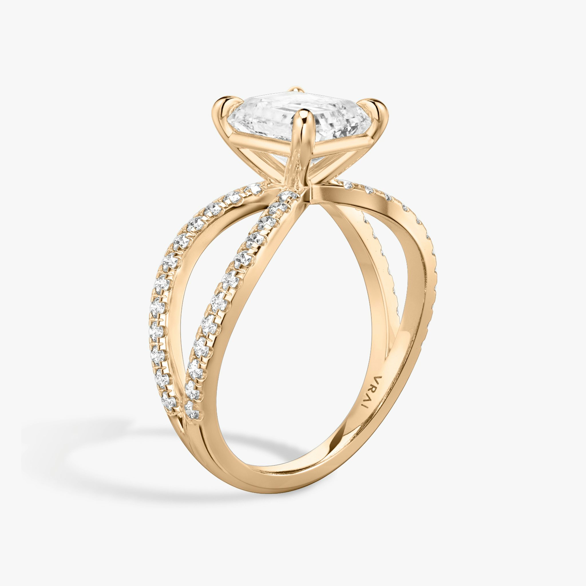 The Duet | Radiant | 14k | Rose Gold | bandAccent: Double pavé | diamondOrientation: vertical | caratWeight: other