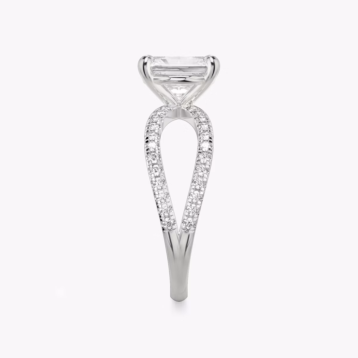 The Duet | Radiant | Platinum | bandAccent: Double pavé | diamondOrientation: vertical | caratWeight: other