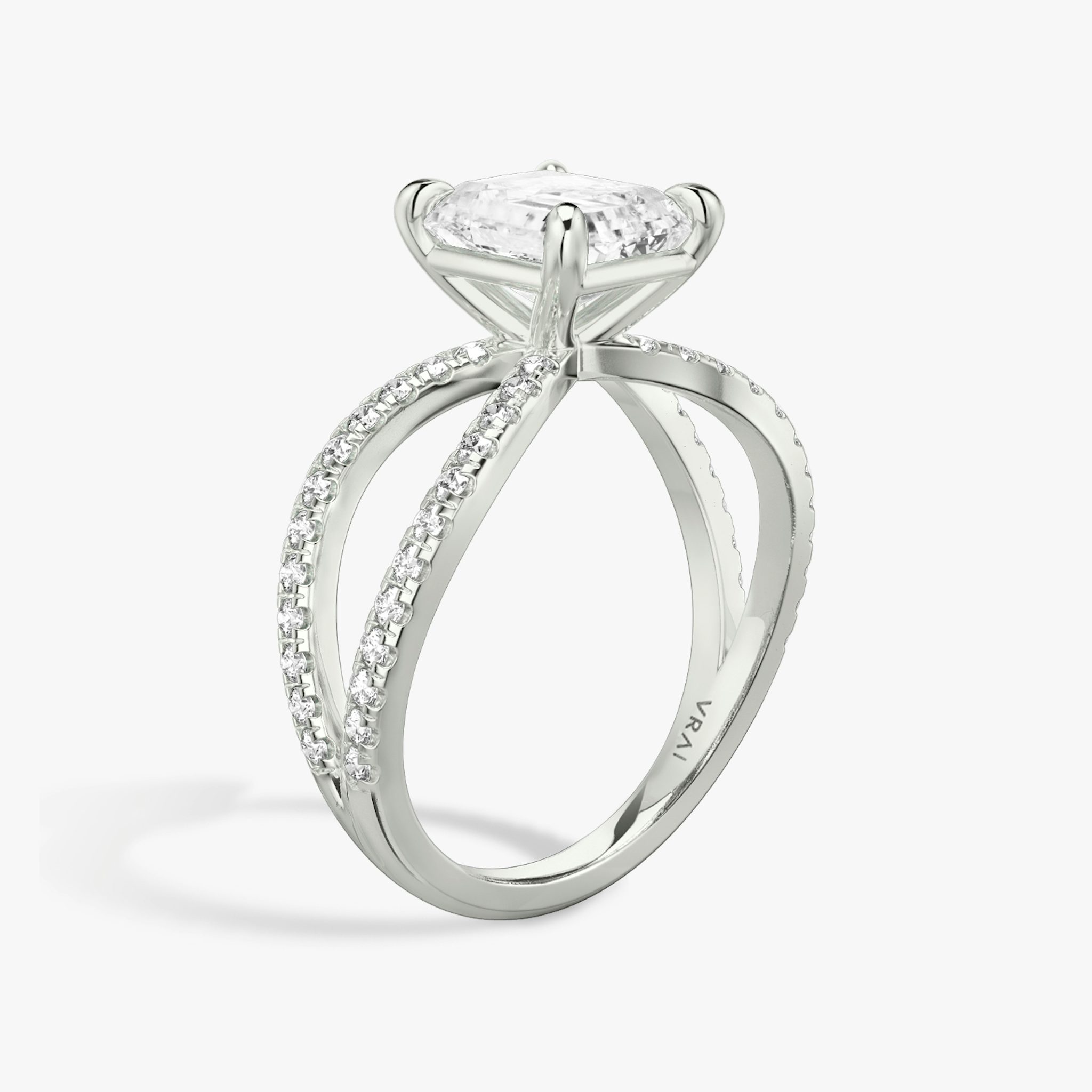 The Duet | Radiant | Platinum | bandAccent: Double pavé | diamondOrientation: vertical | caratWeight: other