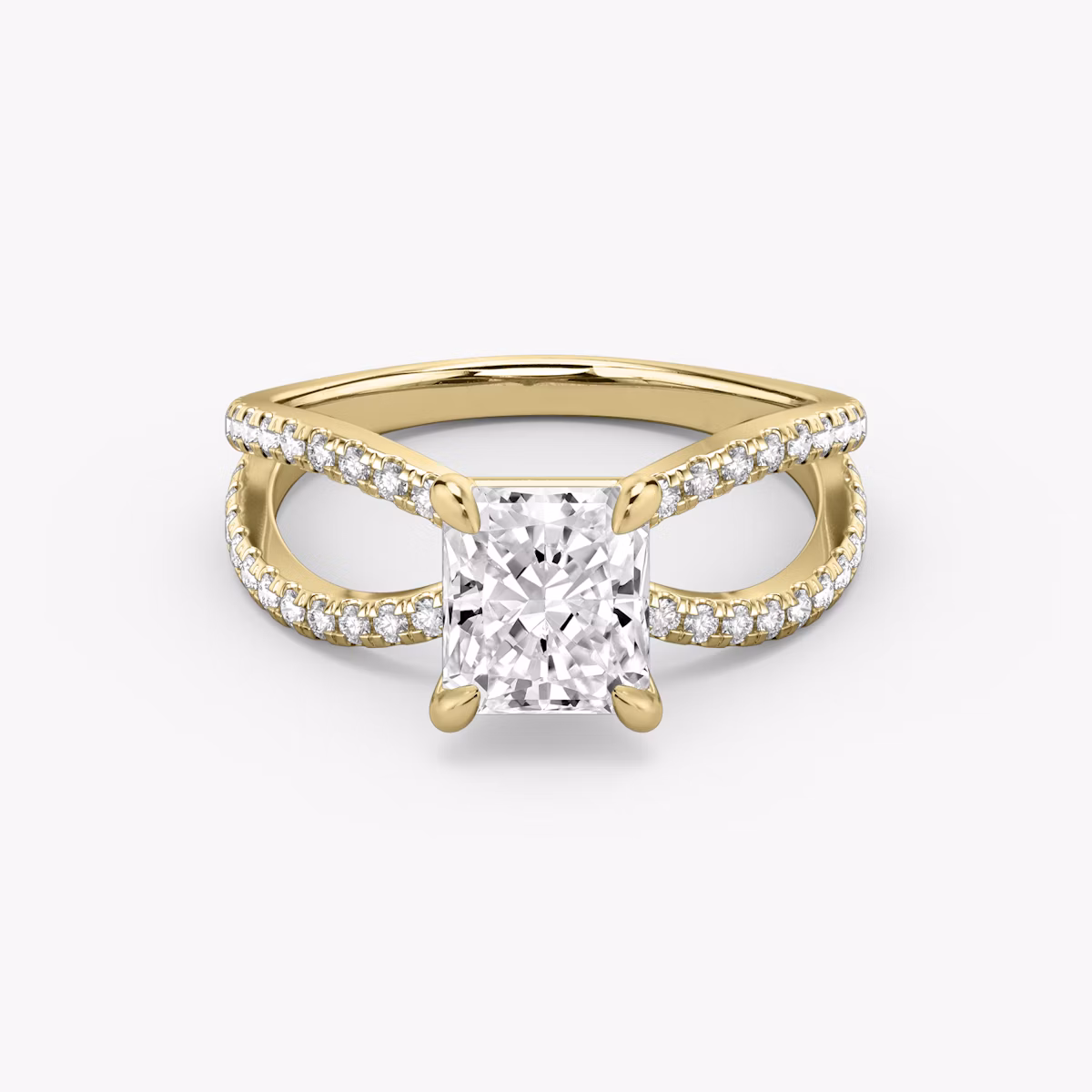 The Duet | Radiant | 18k | Yellow Gold | bandAccent: Double pavé | diamondOrientation: vertical | caratWeight: other