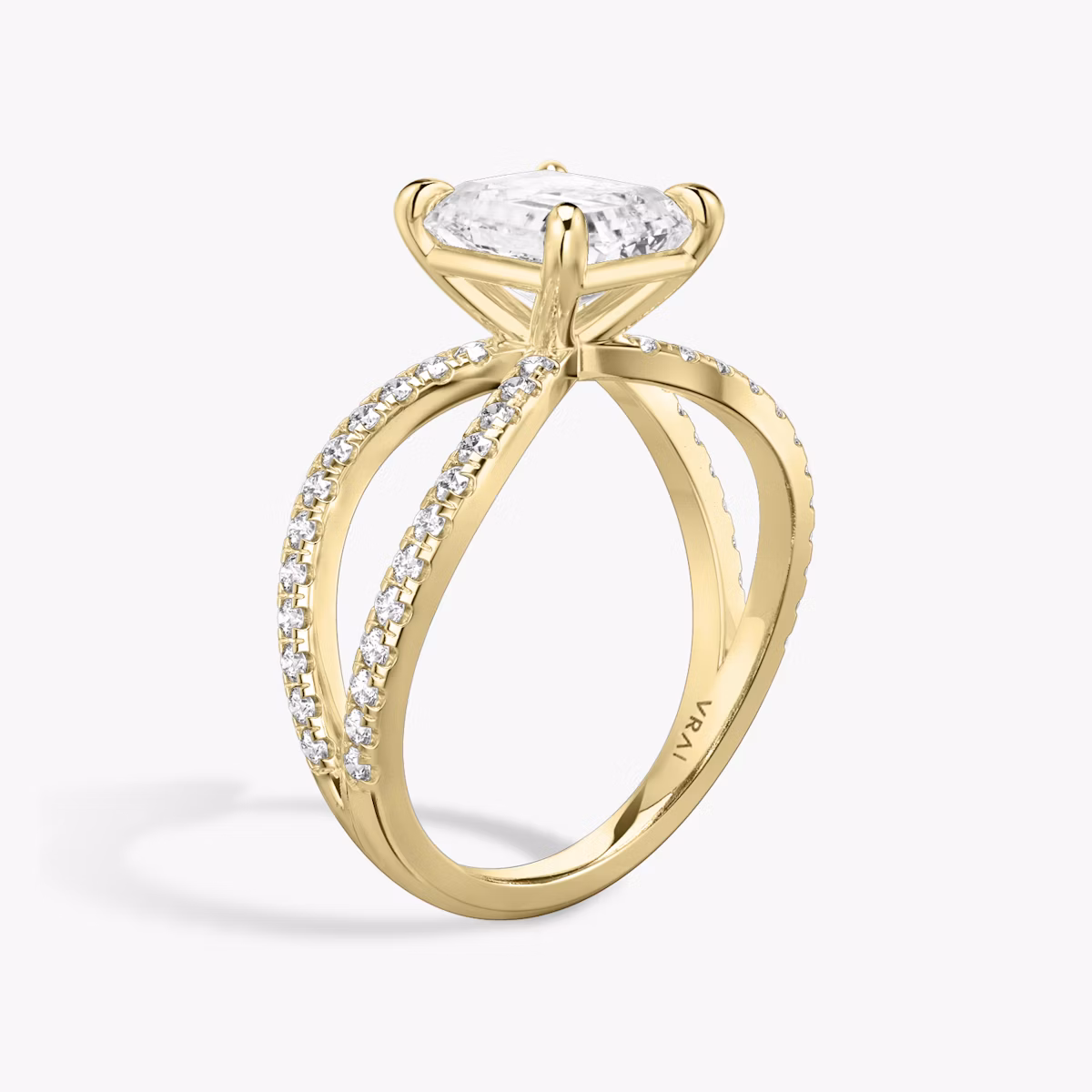 The Duet | Radiant | 18k | Yellow Gold | bandAccent: Double pavé | diamondOrientation: vertical | caratWeight: other