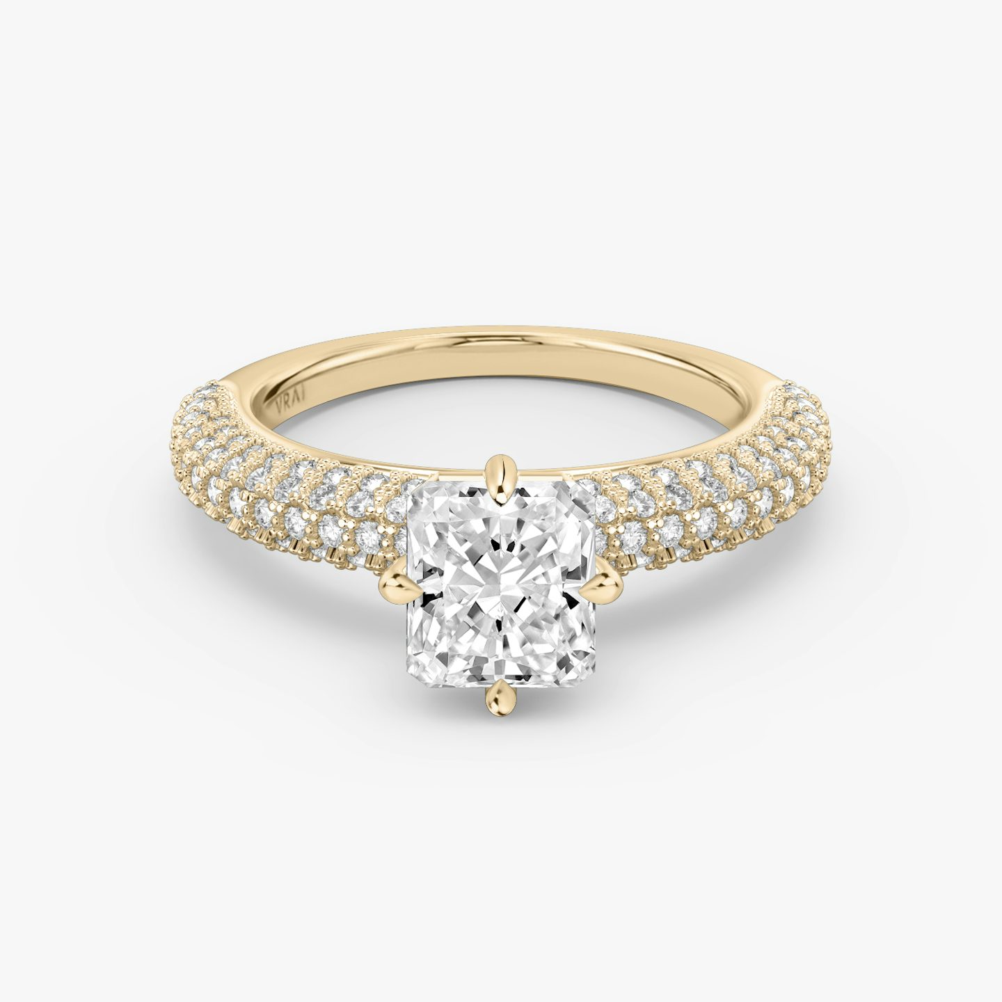 The Curator | Radiant | 14k | Rose Gold | bandAccent: Pavé | diamondOrientation: vertical | caratWeight: other