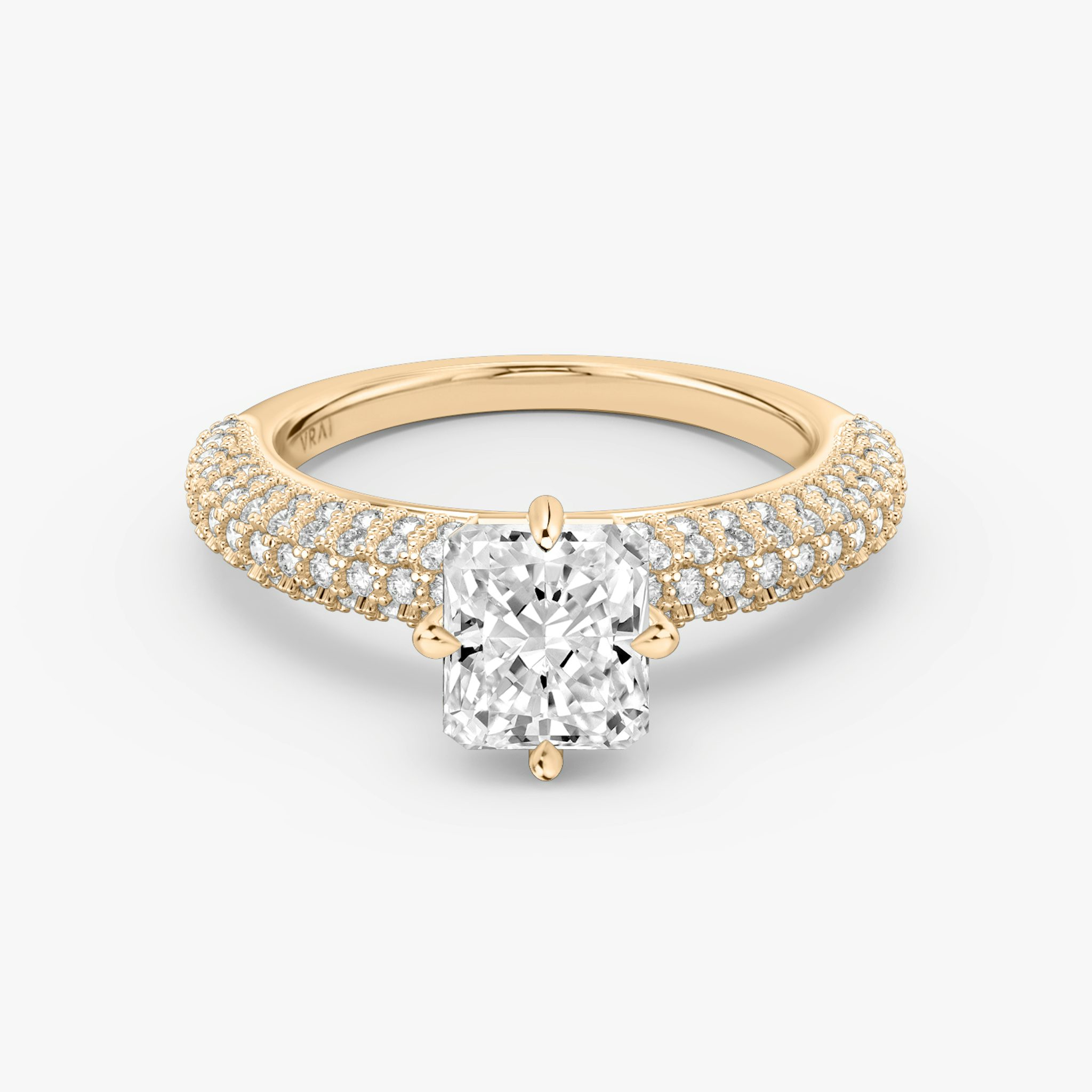 The Curator | Radiant | 14k | Rose Gold | bandAccent: Pavé | diamondOrientation: vertical | caratWeight: other