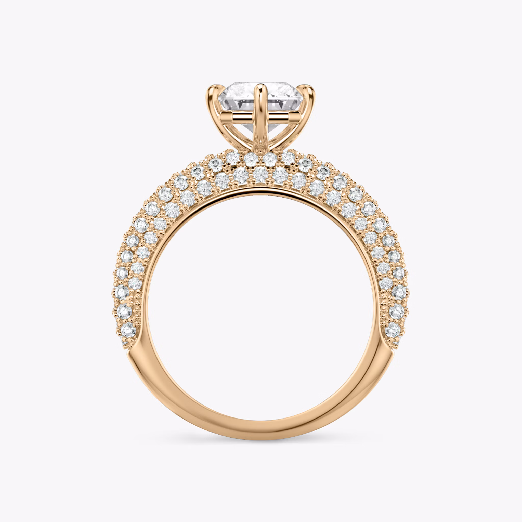 The Curator | Radiant | 14k | Rose Gold | bandAccent: Pavé | diamondOrientation: vertical | caratWeight: other
