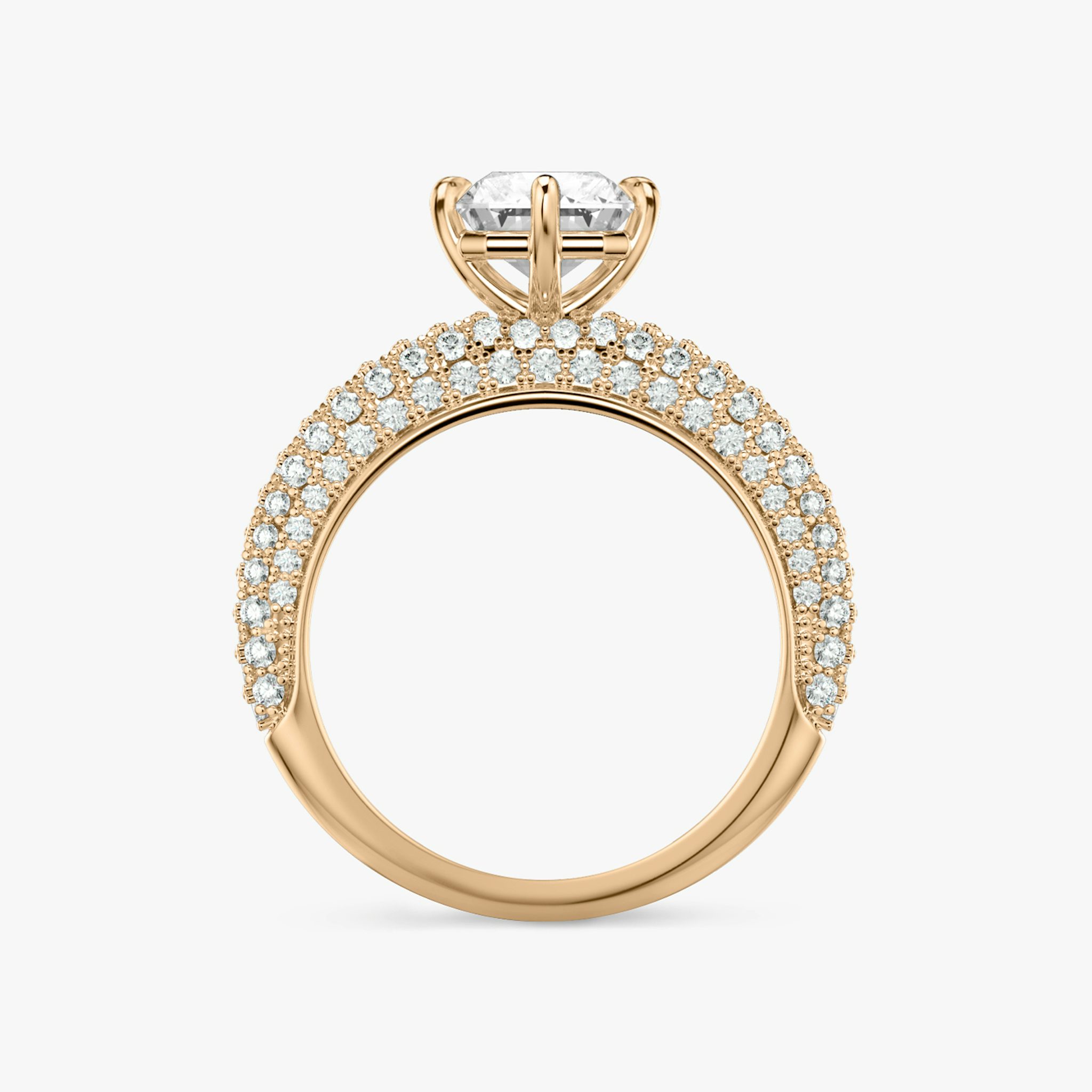 The Curator | Radiant | 14k | Rose Gold | bandAccent: Pavé | diamondOrientation: vertical | caratWeight: other