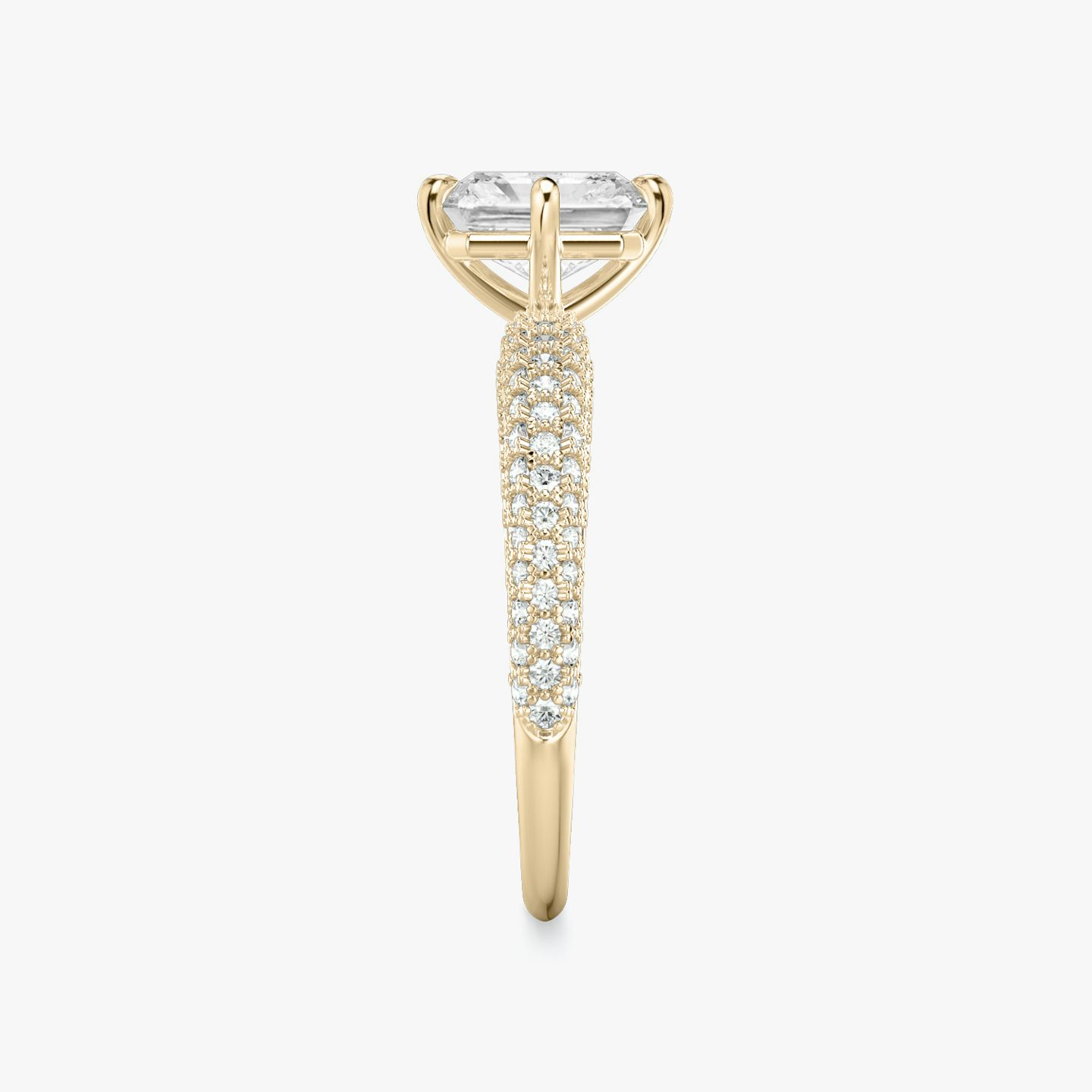 The Curator | Radiant | 14k | Rose Gold | bandAccent: Pavé | diamondOrientation: vertical | caratWeight: other