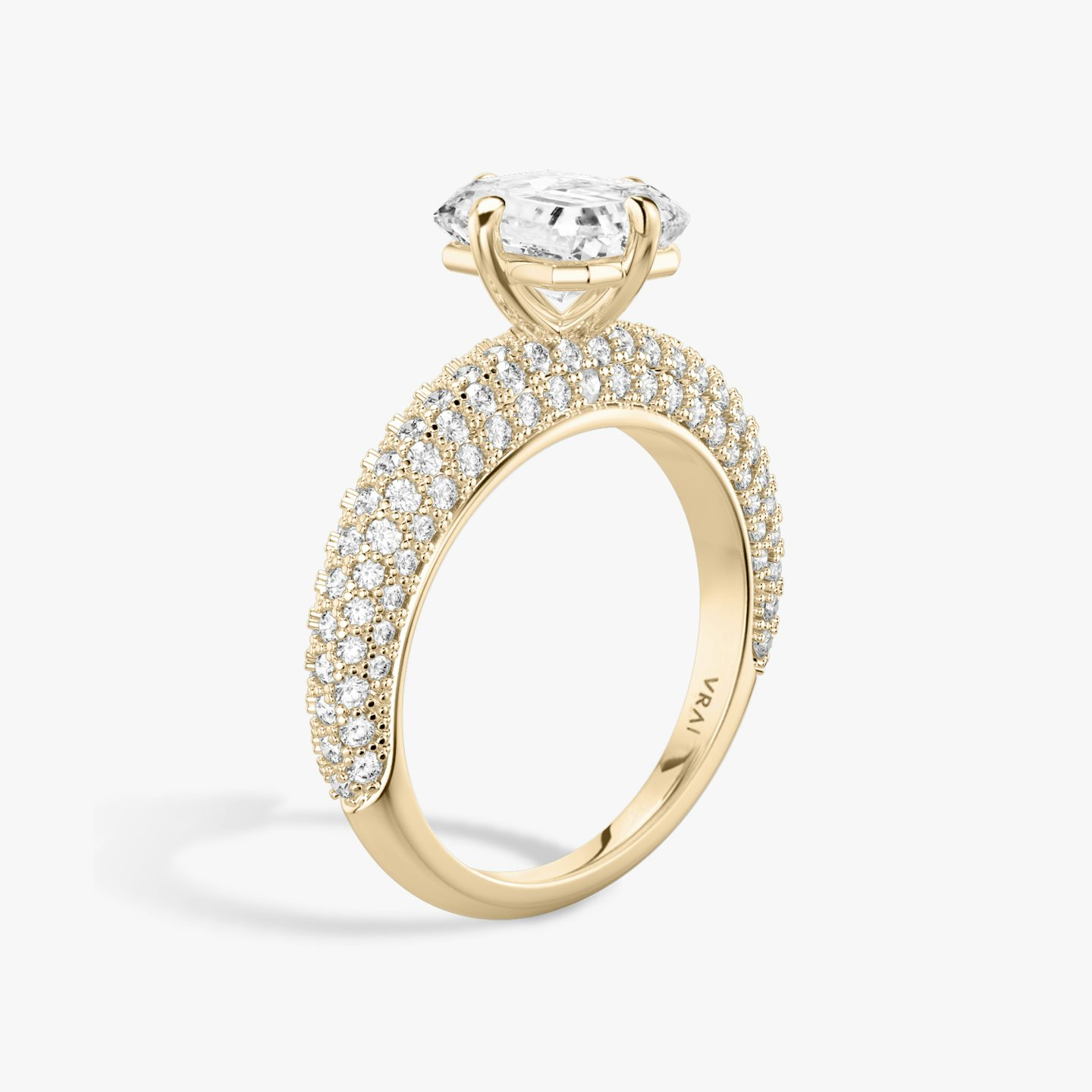 The Curator | Radiant | 14k | Rose Gold | bandAccent: Pavé | diamondOrientation: vertical | caratWeight: other