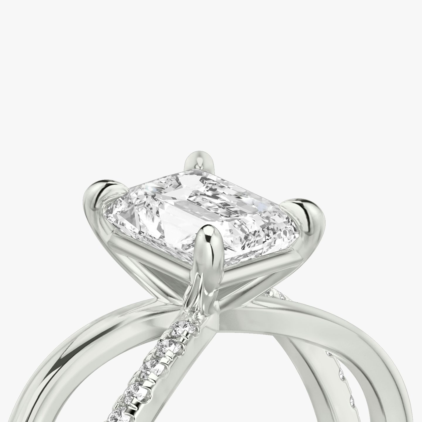 The Duet | Radiant | 18k | White Gold | bandAccent: Pavé | diamondOrientation: vertical | caratWeight: other