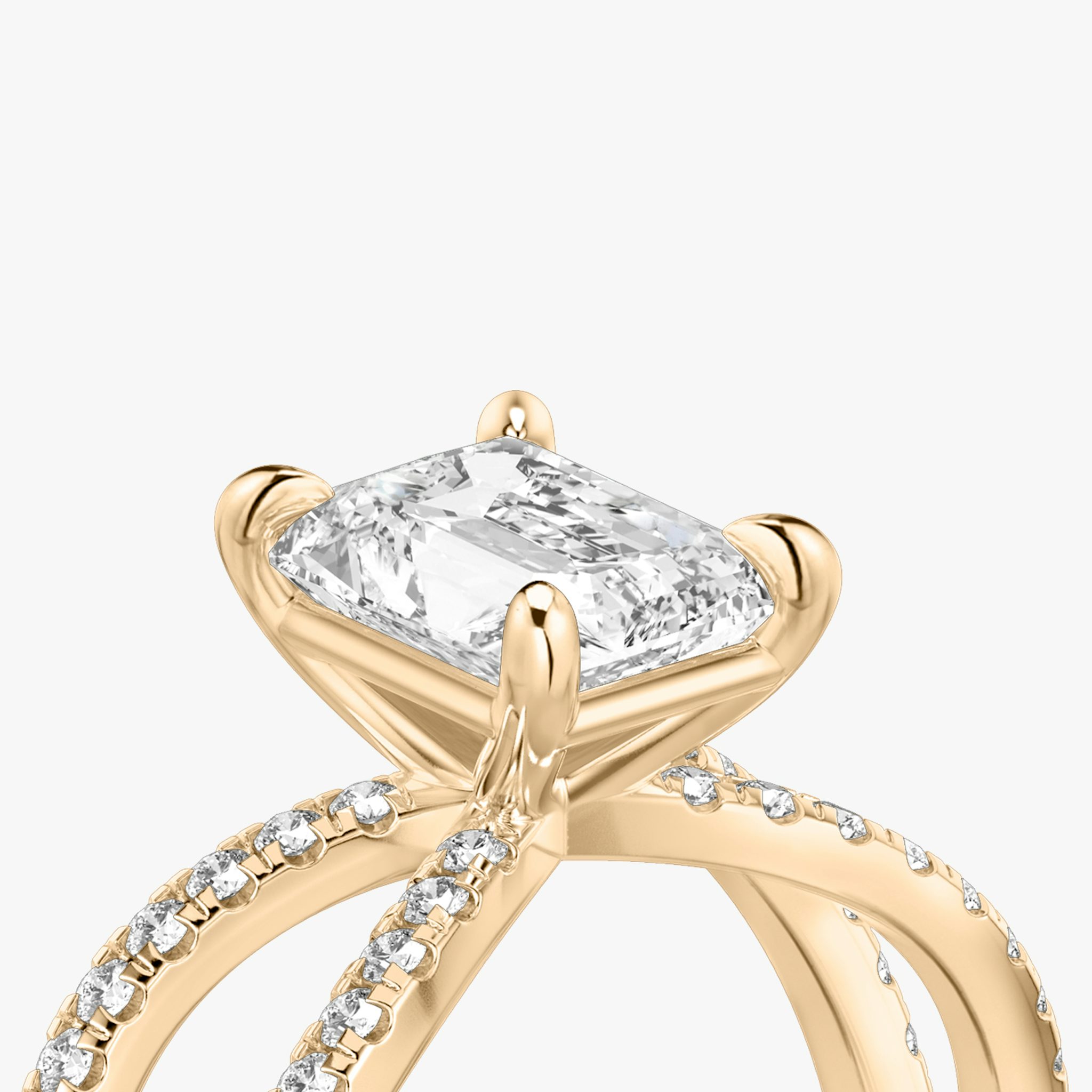 The Duet | Radiant | 14k | Rose Gold | bandAccent: Double pavé | diamondOrientation: vertical | caratWeight: other