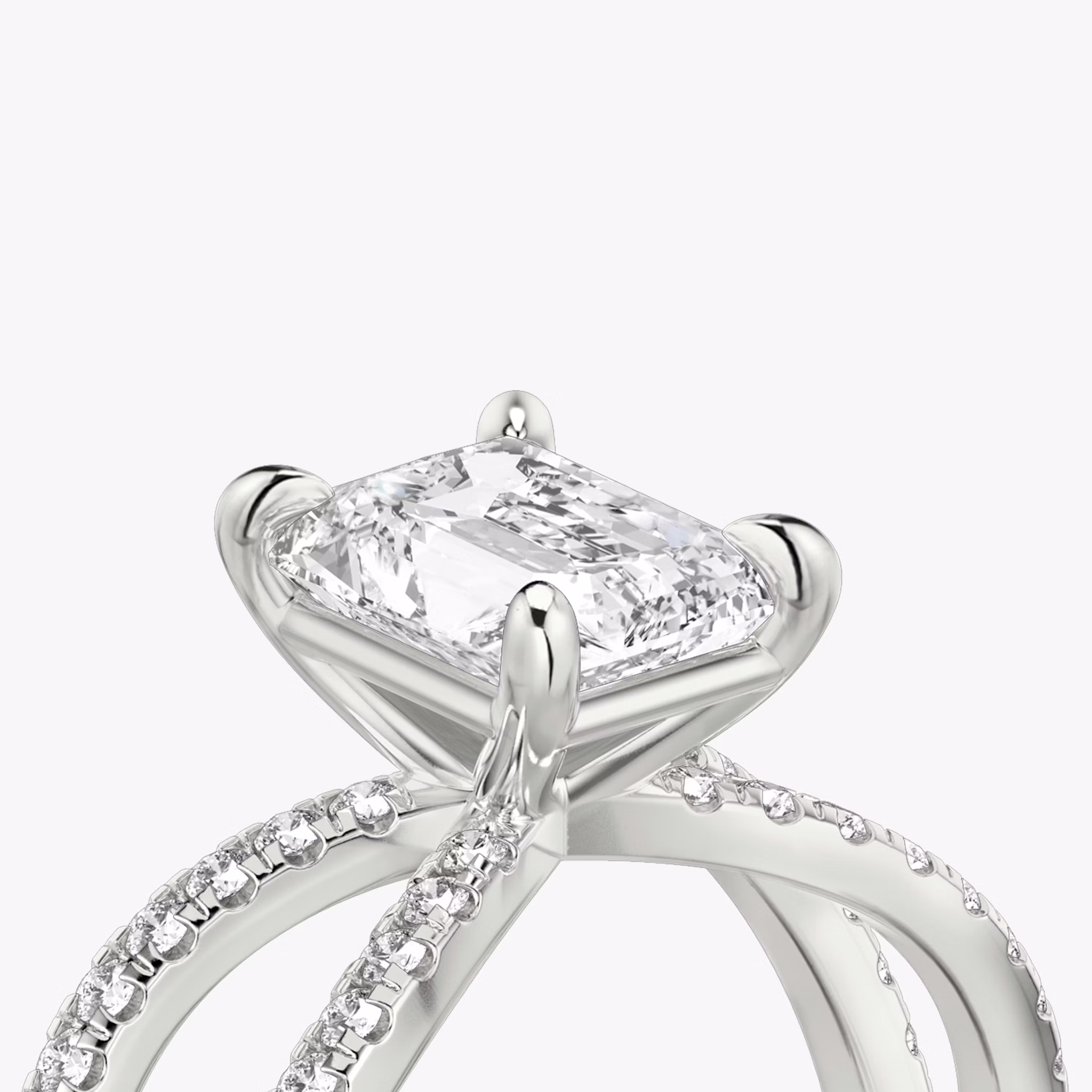 The Duet | Radiant | Platinum | bandAccent: Double pavé | diamondOrientation: vertical | caratWeight: other