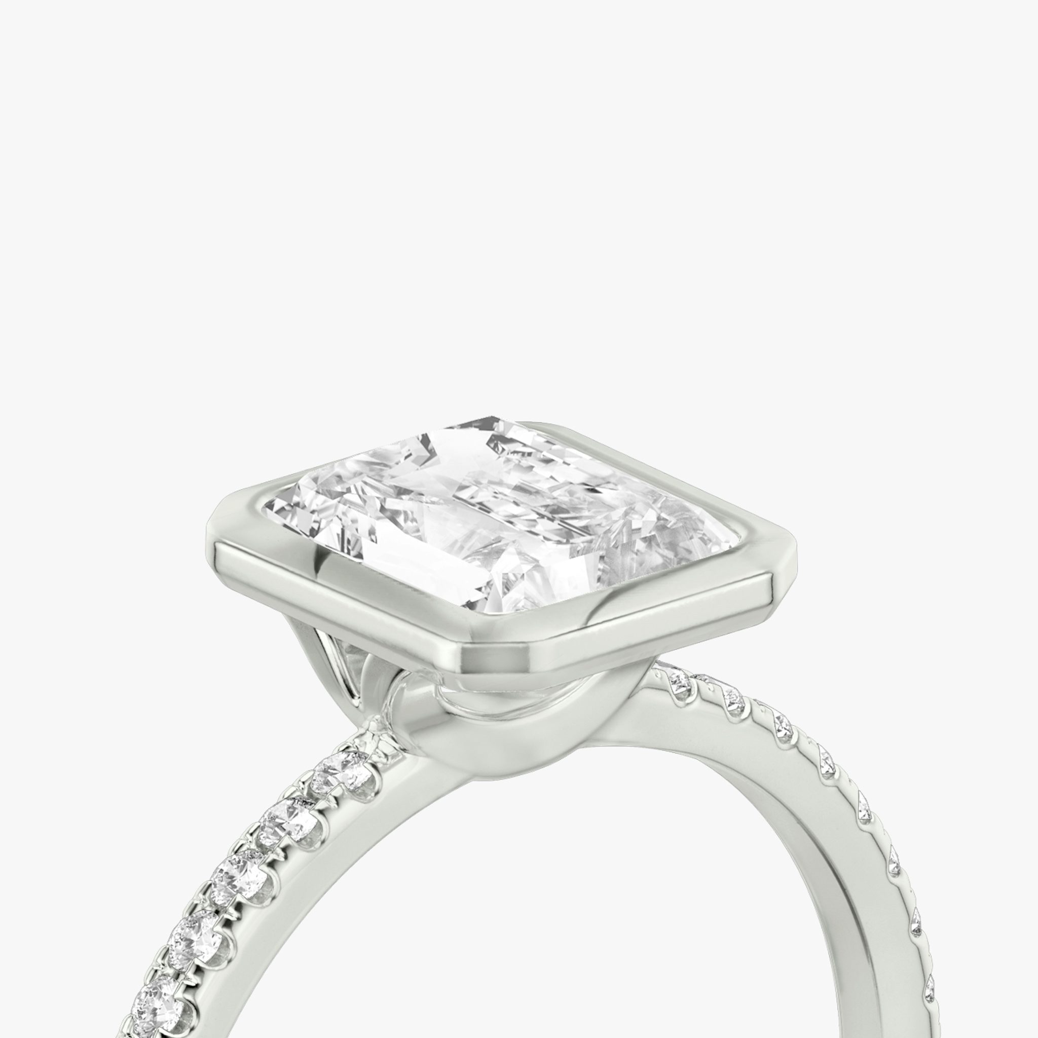 The Signature Bezel | Radiant | 18k | White Gold | bandAccent: Pavé | diamondOrientation: vertical | caratWeight: other
