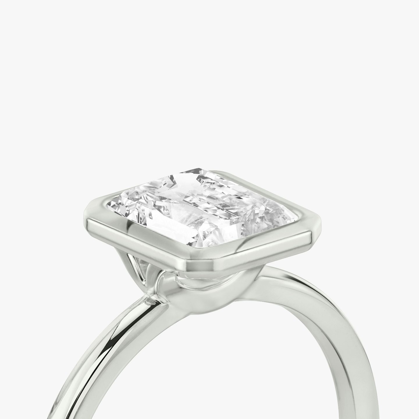 Anillo de compromiso Signature Bezel | Radiante | 18k | Oro blanco | bandAccent: Simple | diamondOrientation: vertical | caratWeight: other