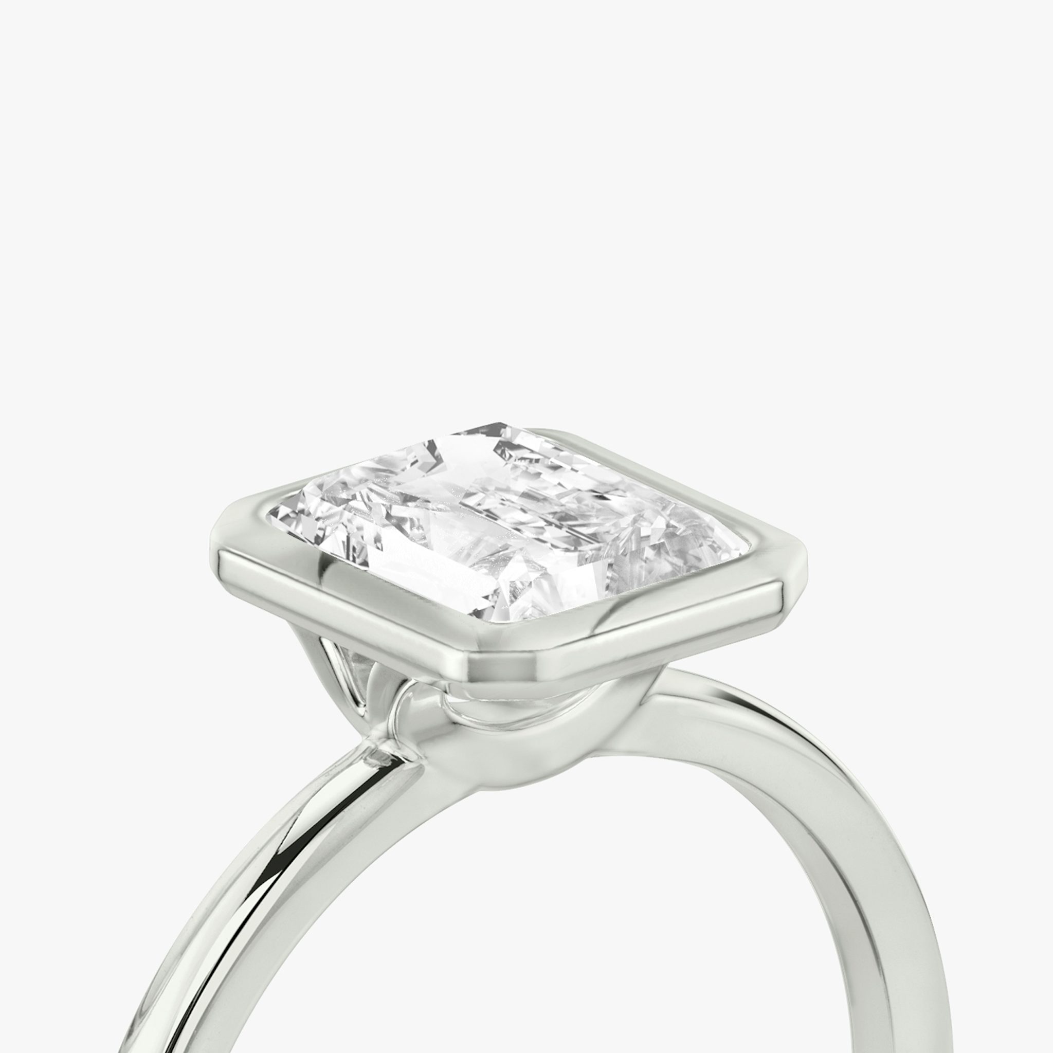 The Signature Bezel | Radiant | 18k | White Gold | bandAccent: Plain | diamondOrientation: vertical | caratWeight: other