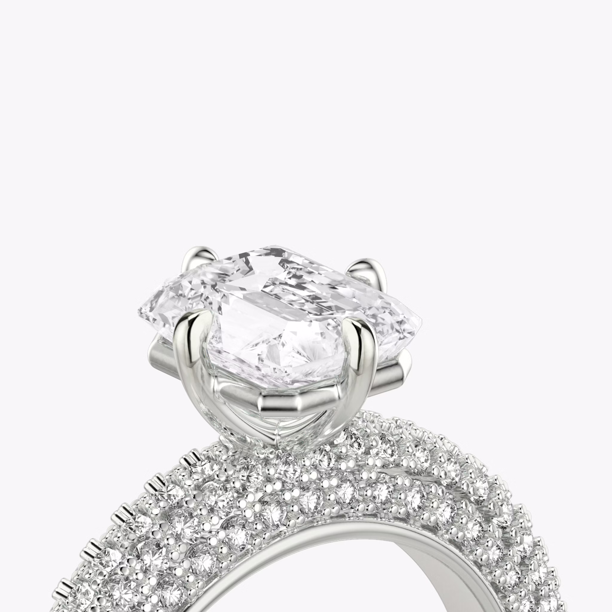 The Curator | Radiant | Platinum | bandAccent: Pavé | diamondOrientation: vertical | caratWeight: other