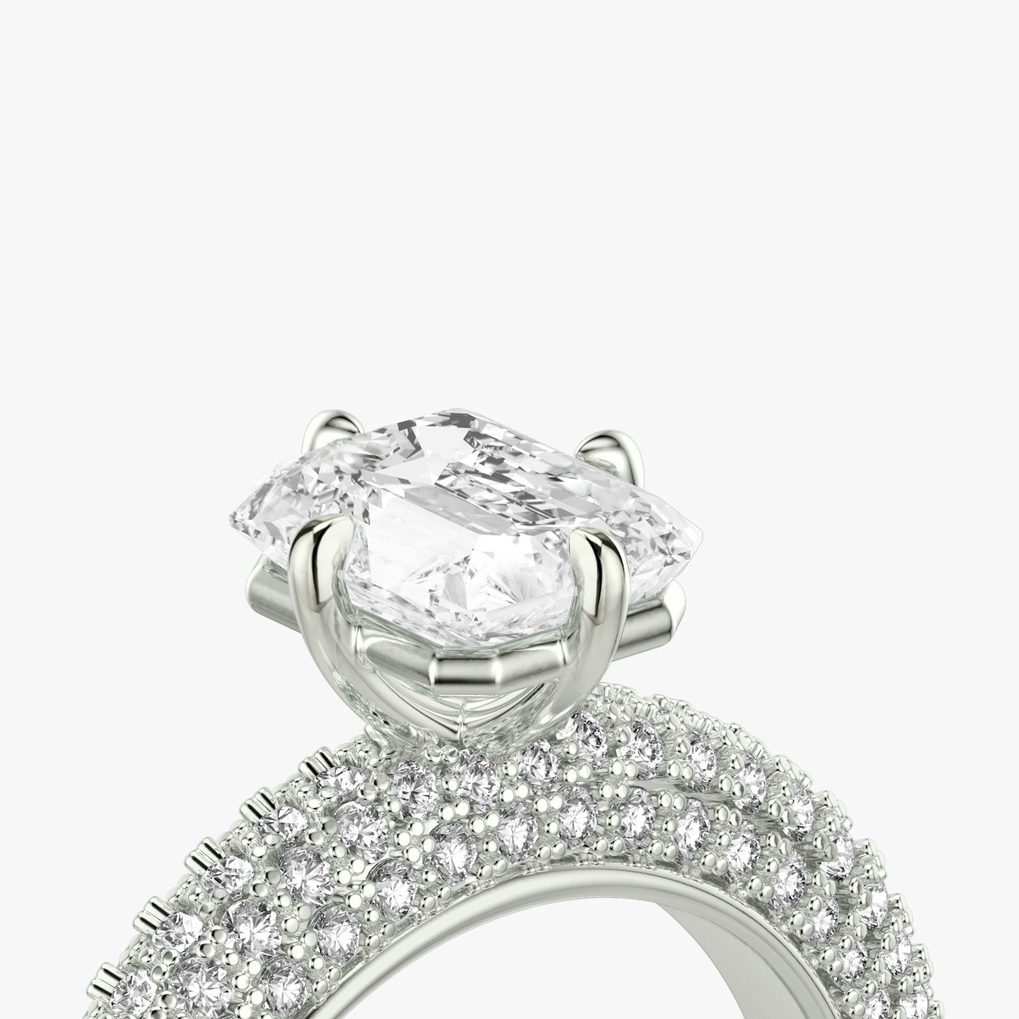 The Curator | Radiant | Platinum | bandAccent: Pavé | diamondOrientation: vertical | caratWeight: other