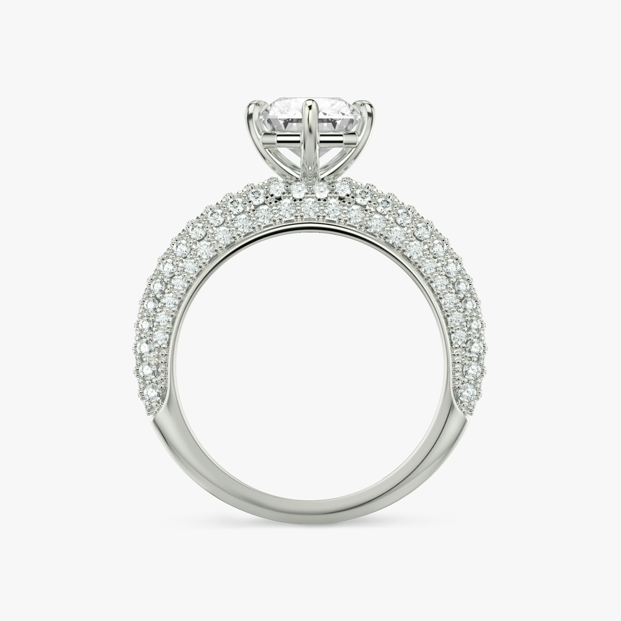 The Curator | Radiant | Platinum | bandAccent: Pavé | diamondOrientation: vertical | caratWeight: other