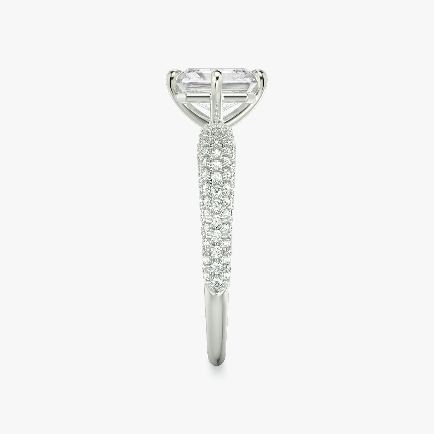 The Curator | Radiant | Platinum | bandAccent: Pavé | diamondOrientation: vertical | caratWeight: other