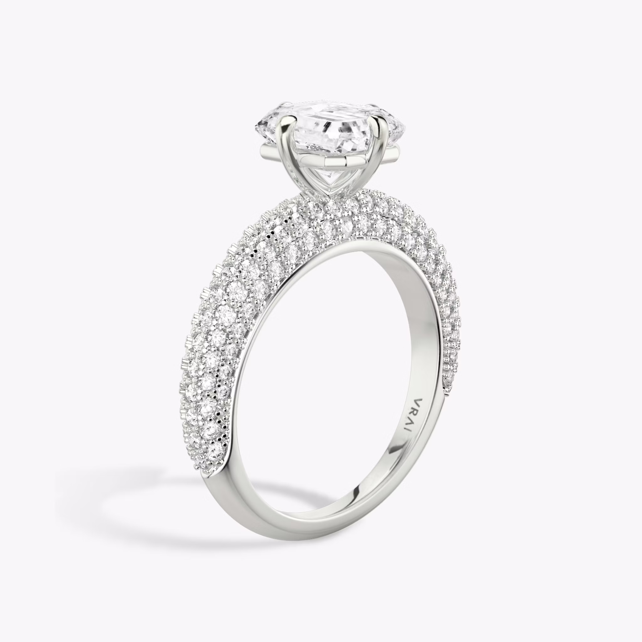 The Curator | Radiant | Platinum | bandAccent: Pavé | diamondOrientation: vertical | caratWeight: other