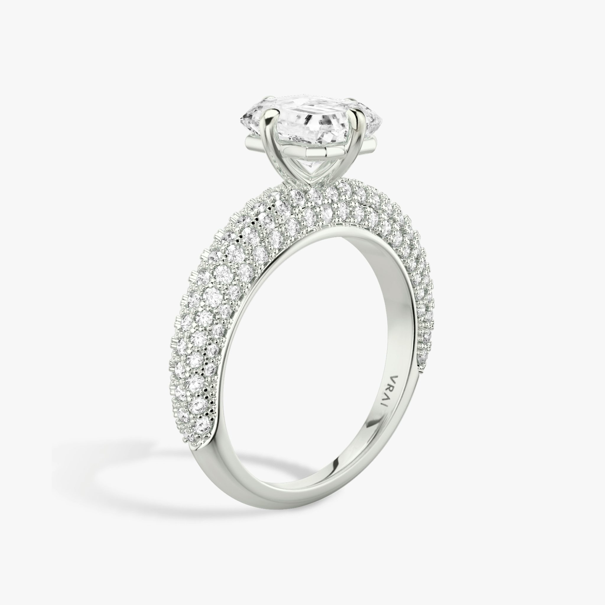 The Curator | Radiant | Platinum | bandAccent: Pavé | diamondOrientation: vertical | caratWeight: other
