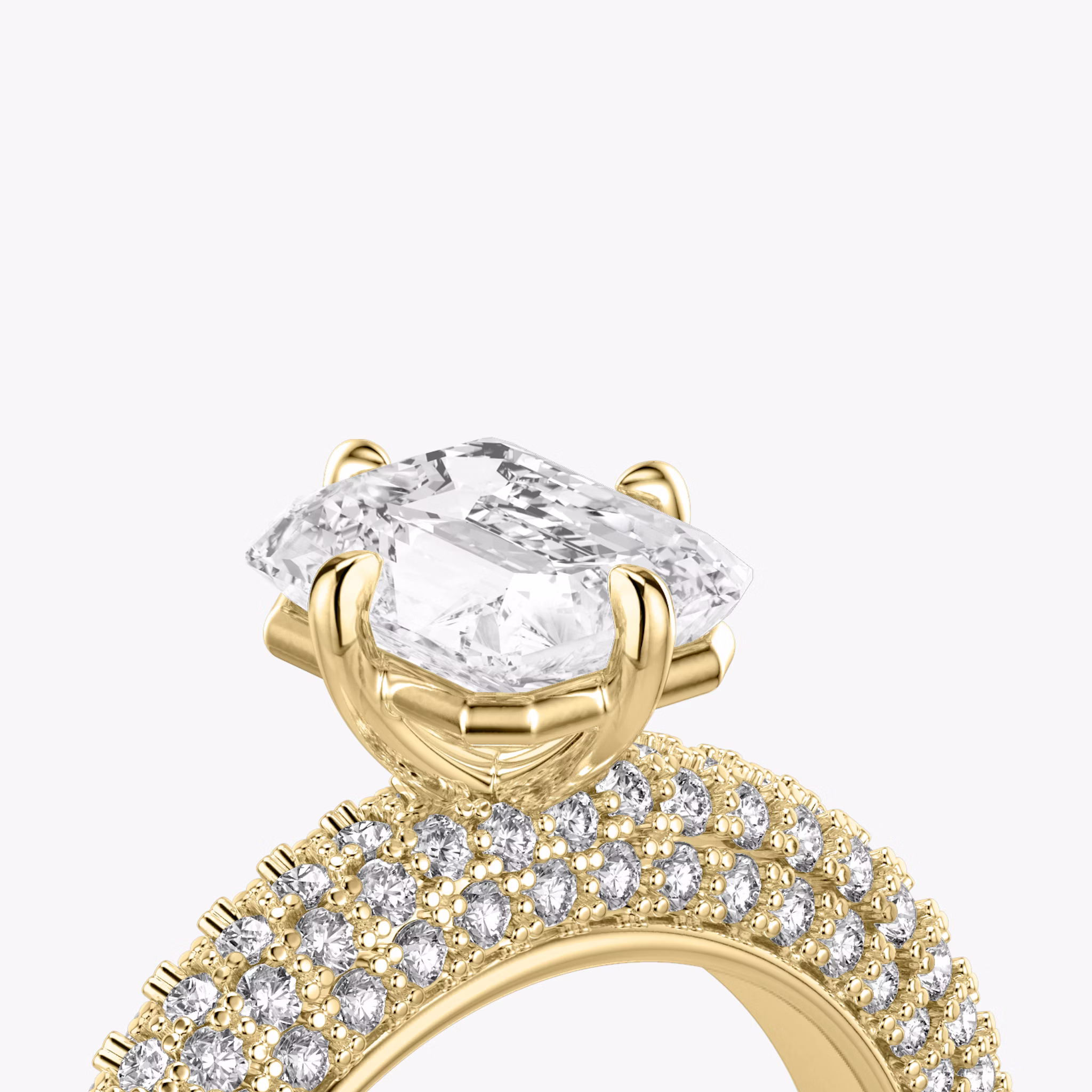 The Curator | Radiant | 18k | Yellow Gold | bandAccent: Pavé | diamondOrientation: vertical | caratWeight: other
