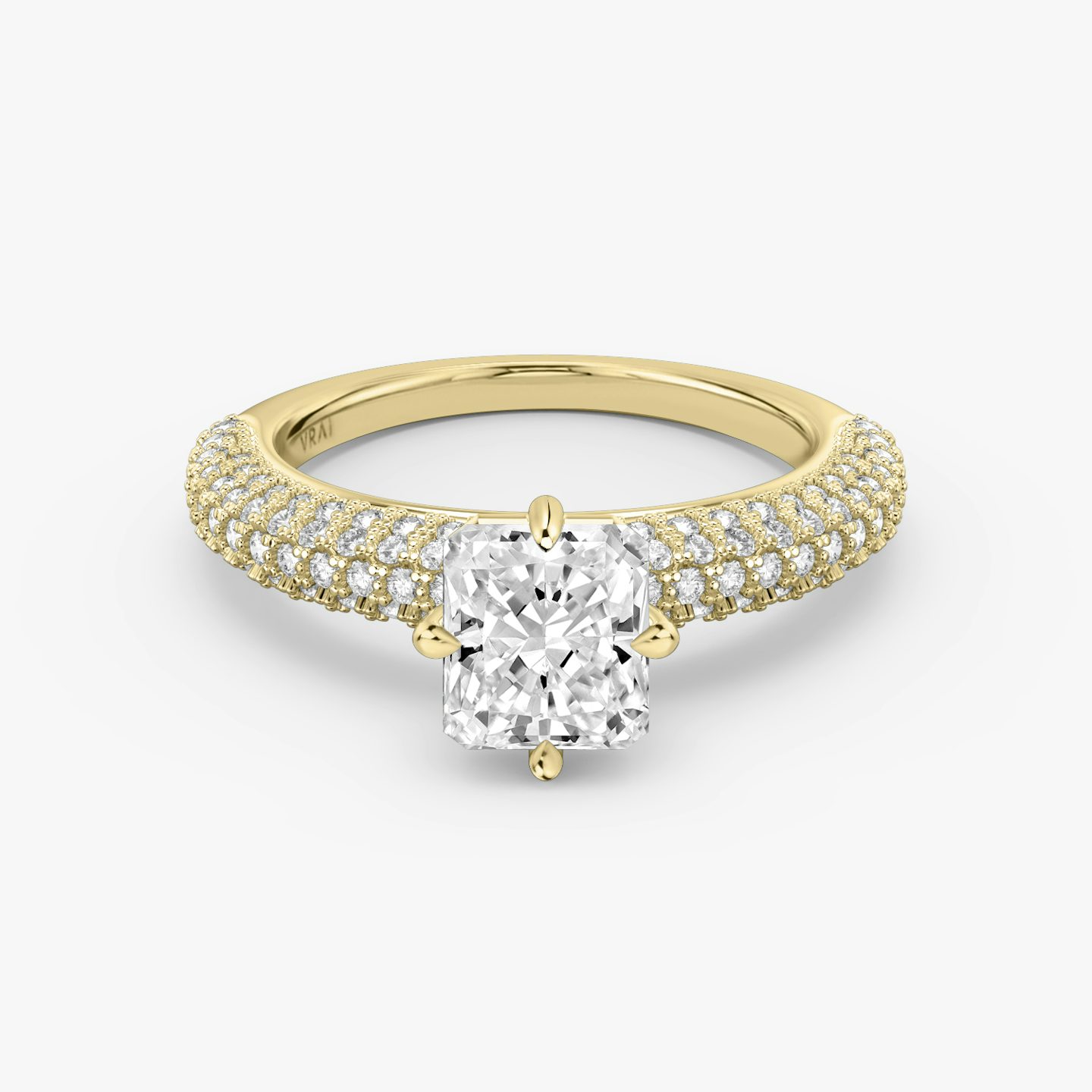 The Curator | Radiant | 18k | Yellow Gold | bandAccent: Pavé | diamondOrientation: vertical | caratWeight: other