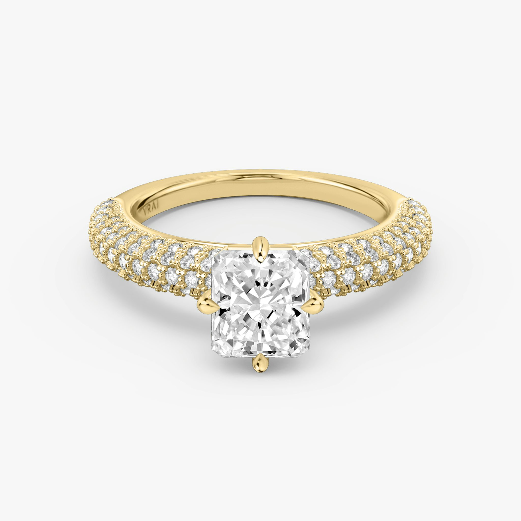 The Curator | Radiant | 18k | Yellow Gold | bandAccent: Pavé | diamondOrientation: vertical | caratWeight: other