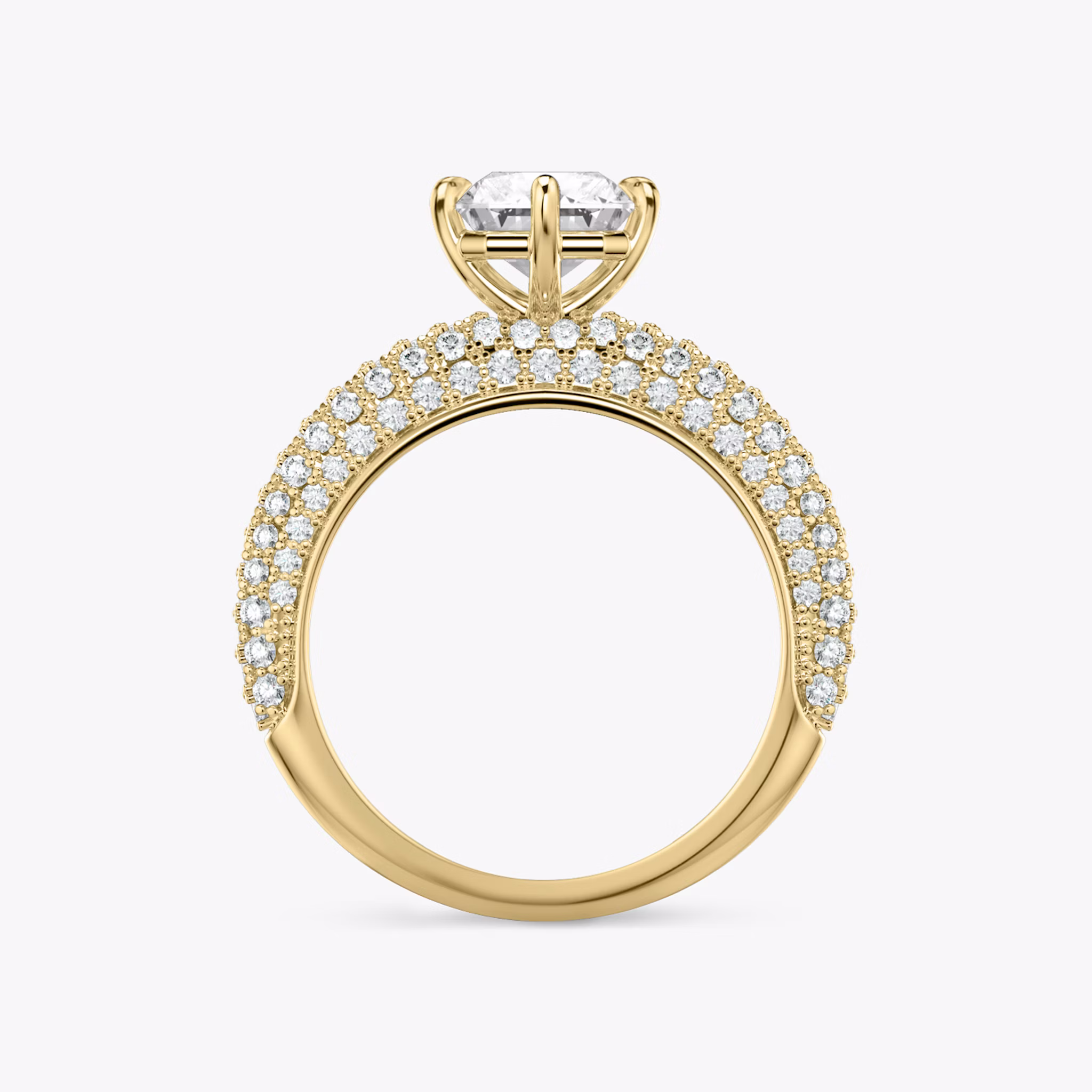 The Curator | Radiant | 18k | Yellow Gold | bandAccent: Pavé | diamondOrientation: vertical | caratWeight: other
