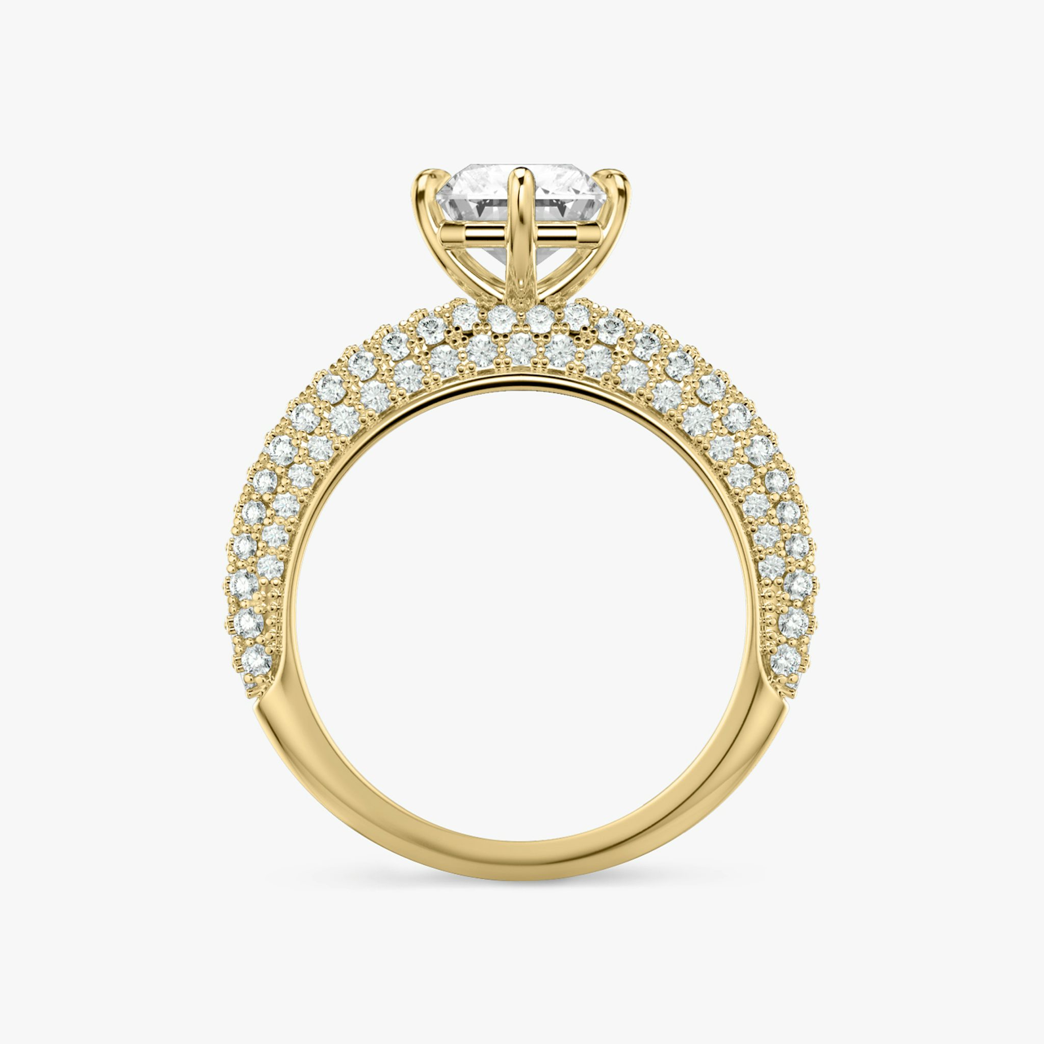 The Curator | Radiant | 18k | Yellow Gold | bandAccent: Pavé | diamondOrientation: vertical | caratWeight: other