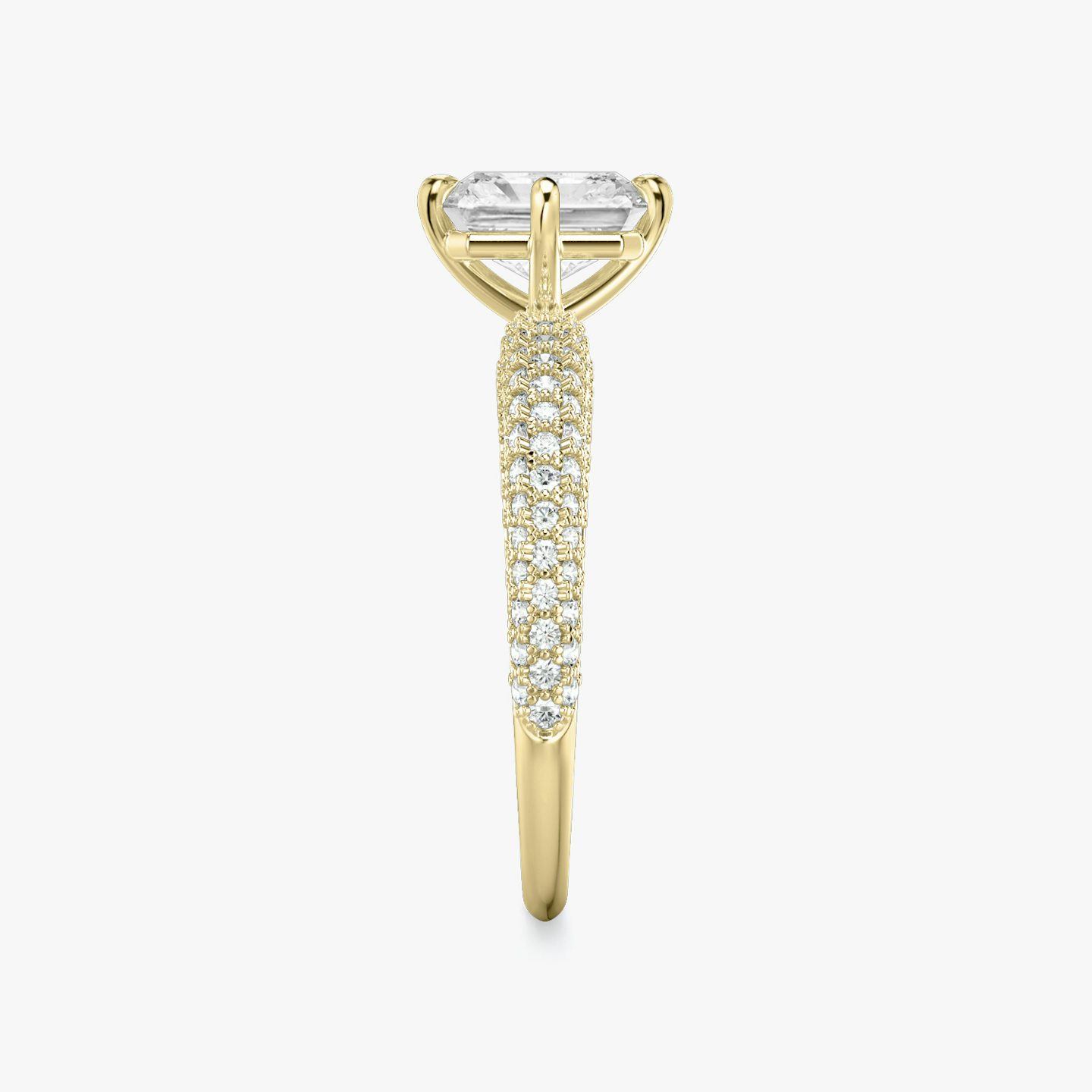The Curator | Radiant | 18k | Yellow Gold | bandAccent: Pavé | diamondOrientation: vertical | caratWeight: other