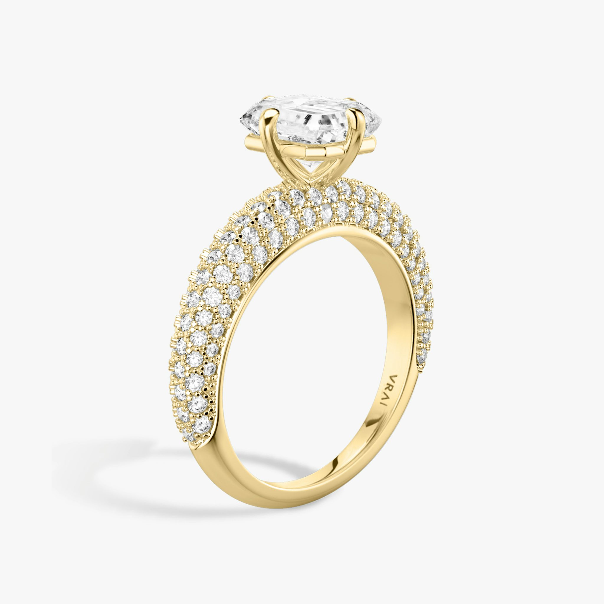 The Curator | Radiant | 18k | Yellow Gold | bandAccent: Pavé | diamondOrientation: vertical | caratWeight: other