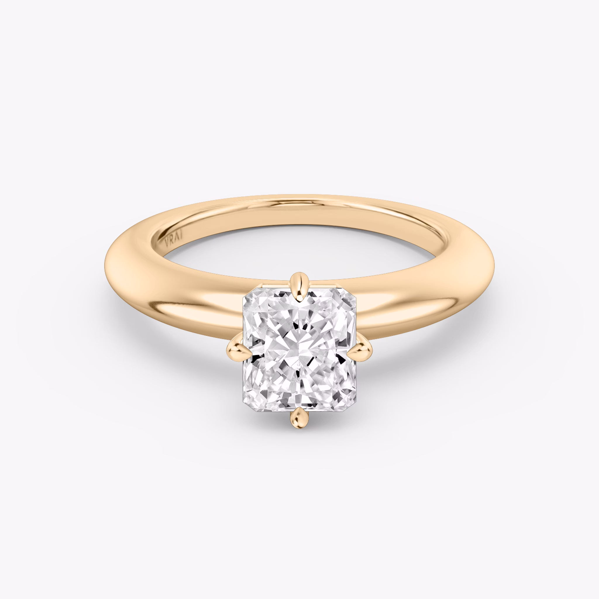 The Curator | Radiant | 14k | Rose Gold | bandAccent: Plain | diamondOrientation: vertical | caratWeight: other