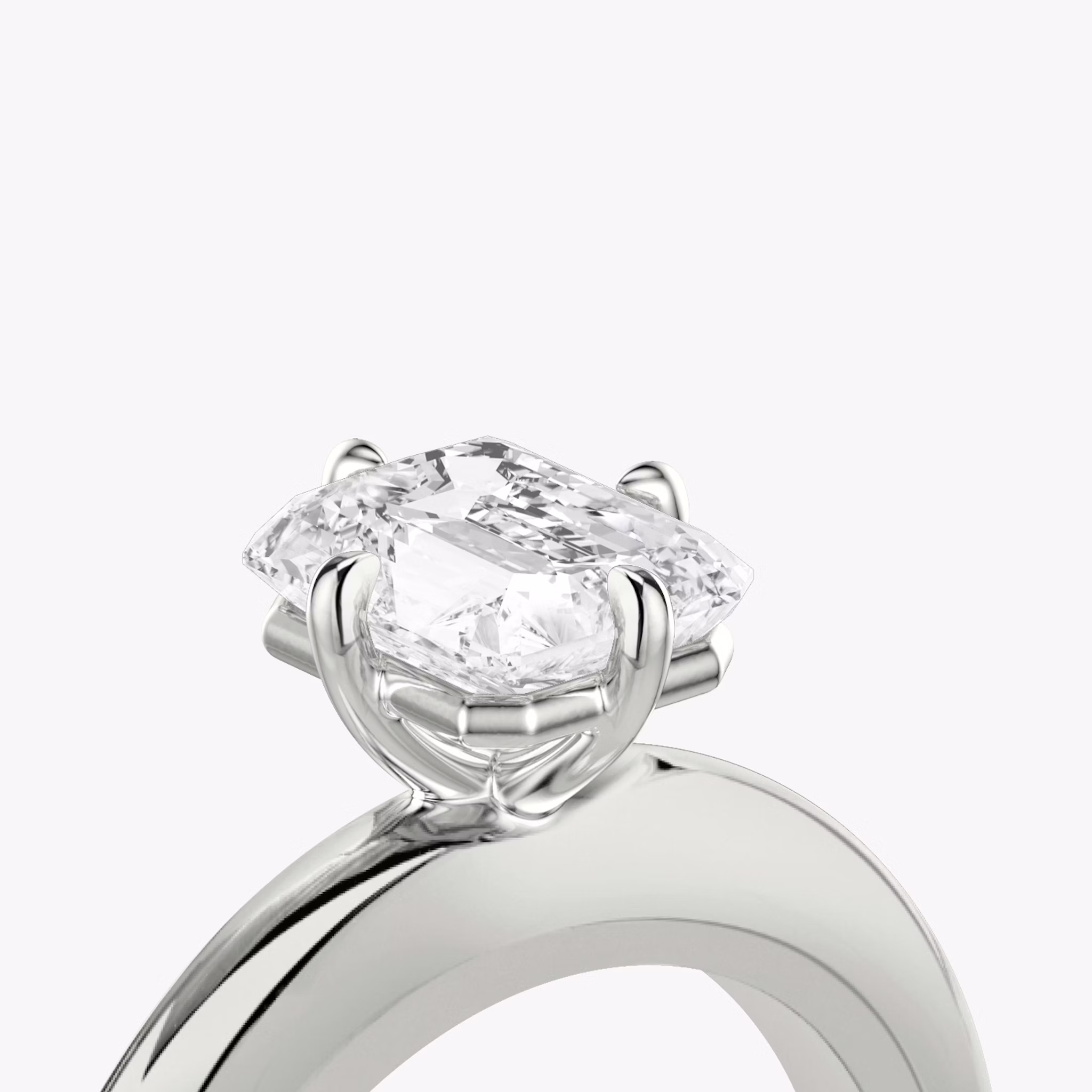 The Curator | Radiant | 18k | White Gold | bandAccent: Plain | diamondOrientation: vertical | caratWeight: other
