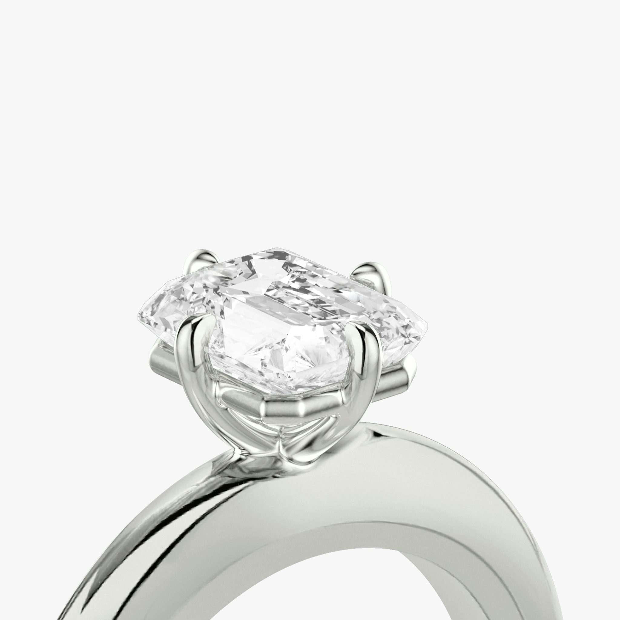 The Curator | Radiant | 18k | White Gold | bandAccent: Plain | diamondOrientation: vertical | caratWeight: other