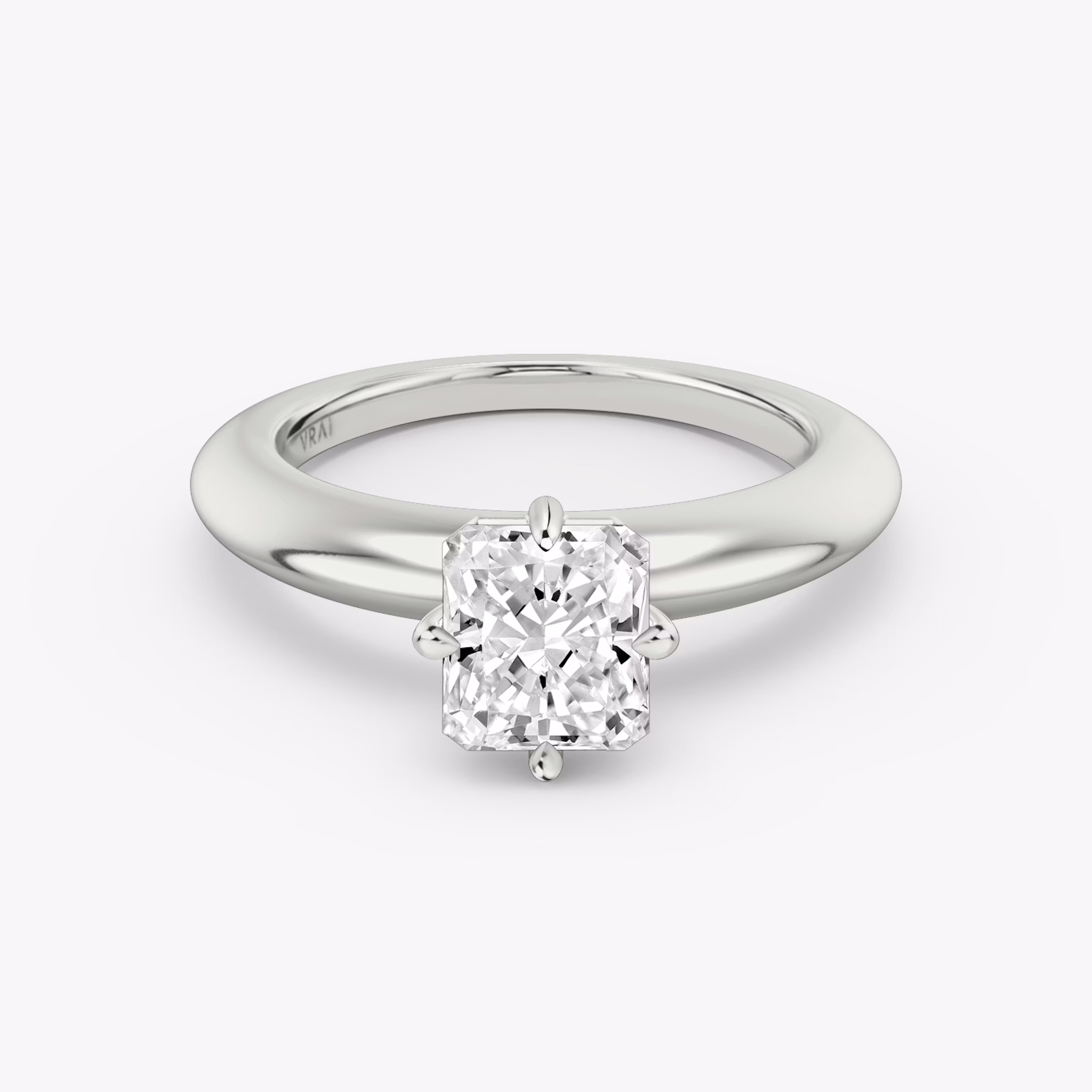 The Curator | Radiant | 18k | White Gold | bandAccent: Plain | diamondOrientation: vertical | caratWeight: other