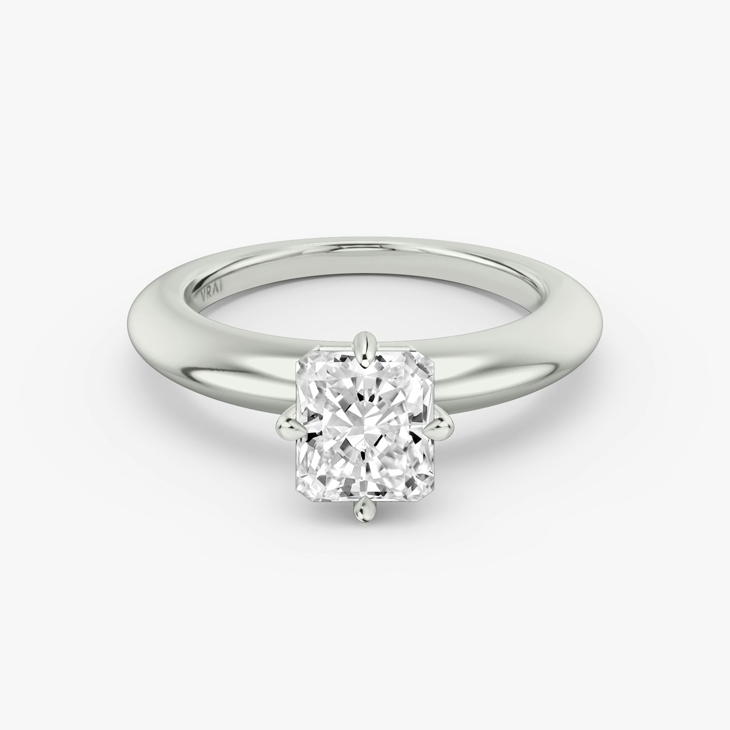 The Curator | Radiant | 18k | White Gold | bandAccent: Plain | diamondOrientation: vertical | caratWeight: other