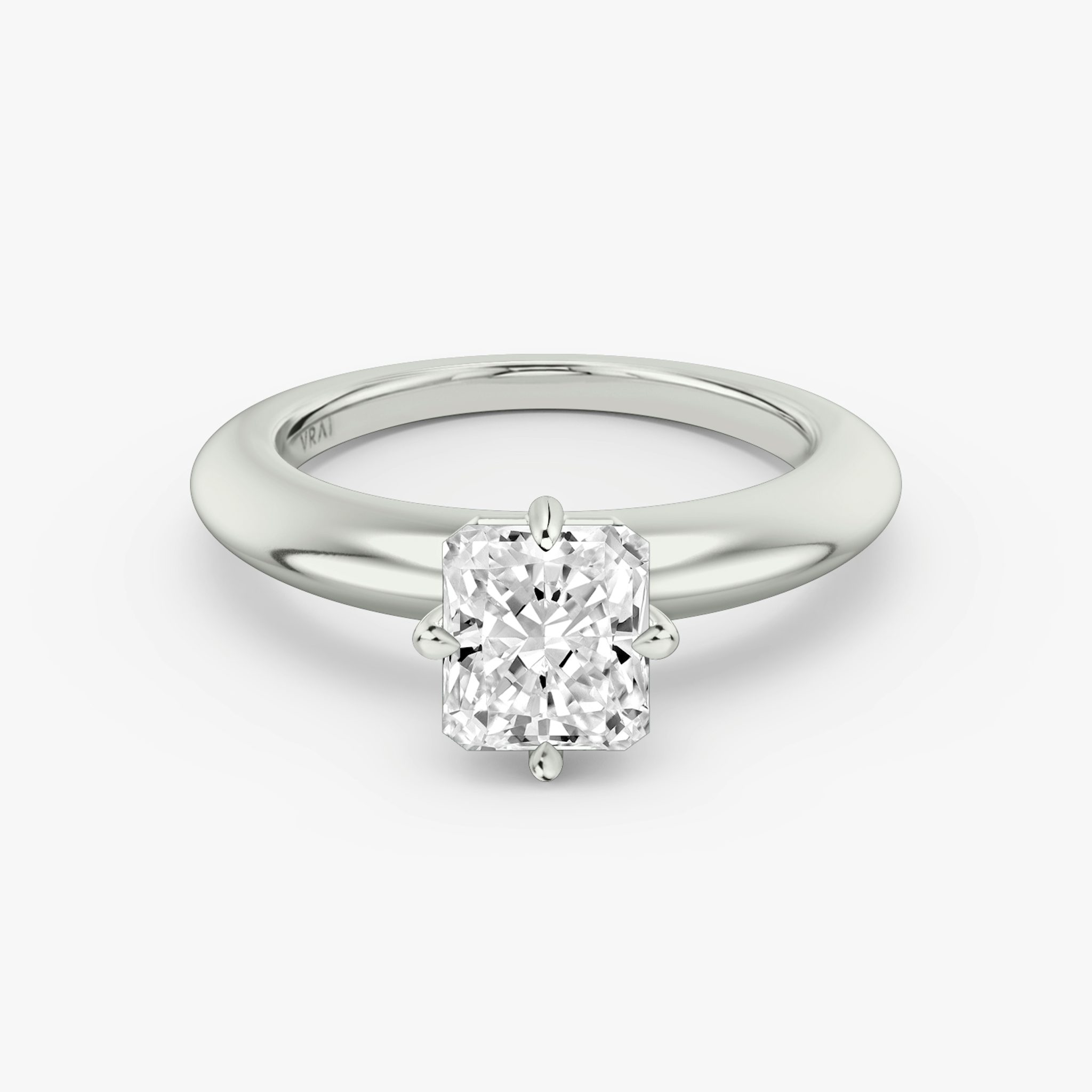 The Curator | Radiant | 18k | White Gold | bandAccent: Plain | diamondOrientation: vertical | caratWeight: other