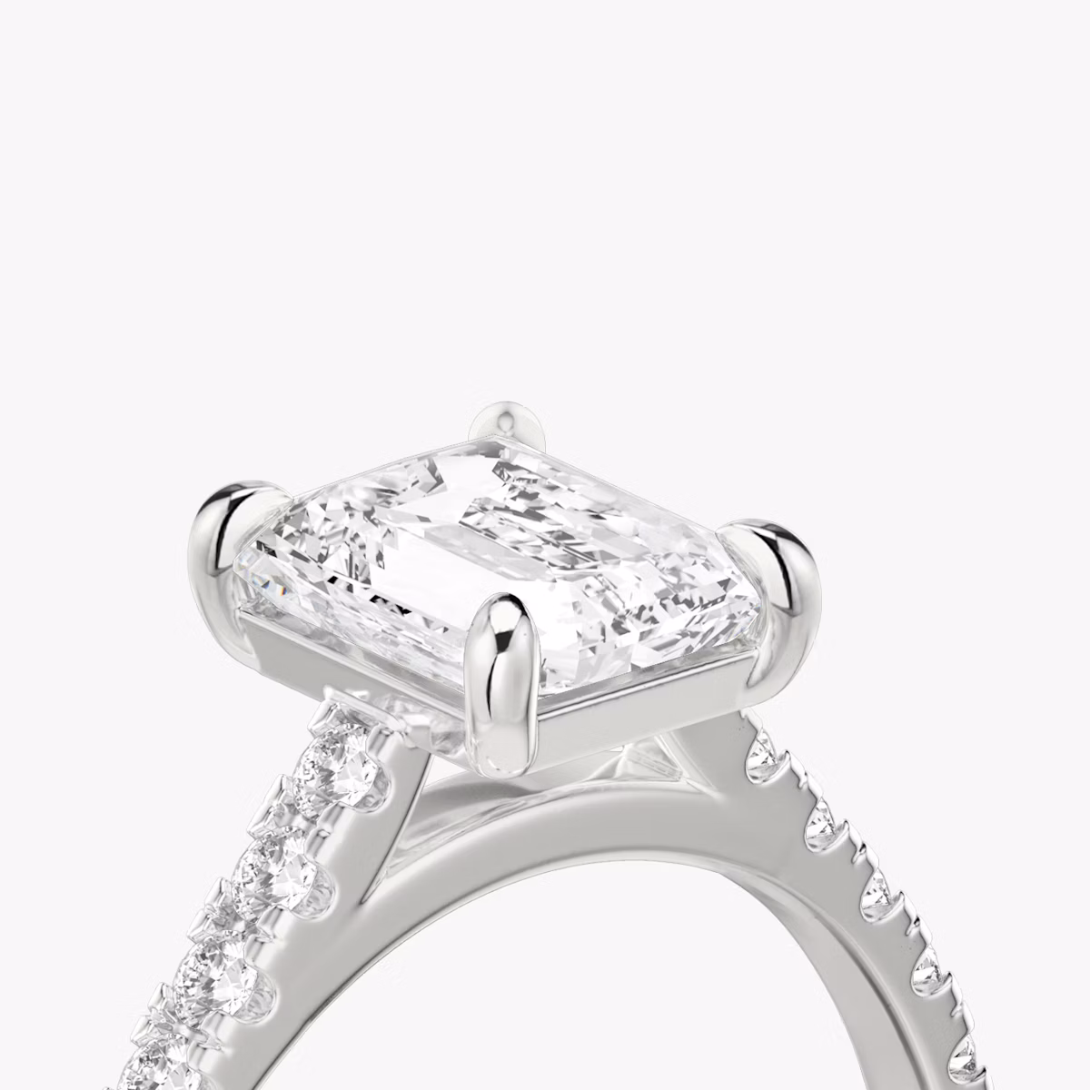 The Cathedral | Radiant | Platinum | bandAccent: Pavé | diamondOrientation: vertical | caratWeight: other