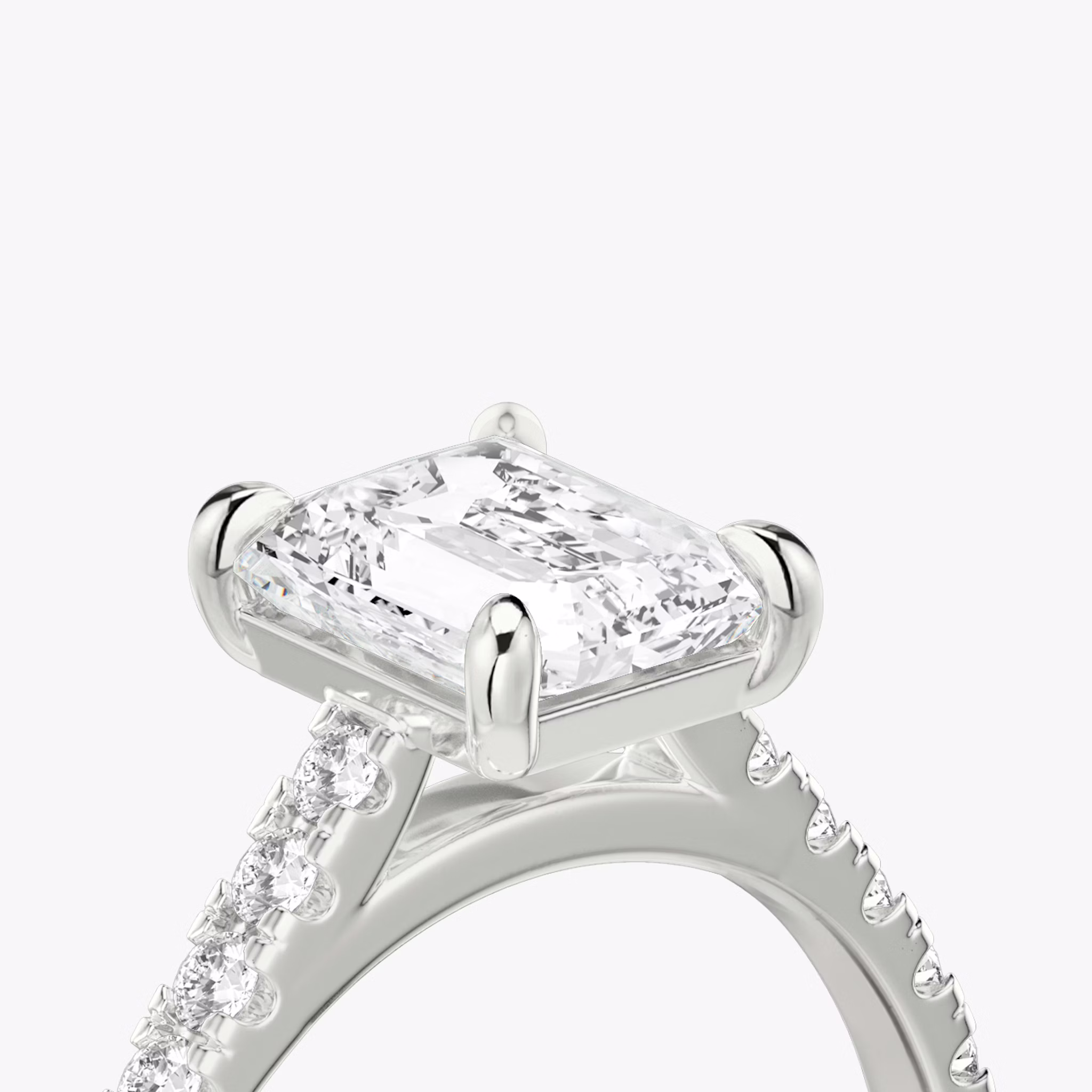 The Cathedral | Radiant | 18k | White Gold | bandAccent: Pavé | diamondOrientation: vertical | caratWeight: other