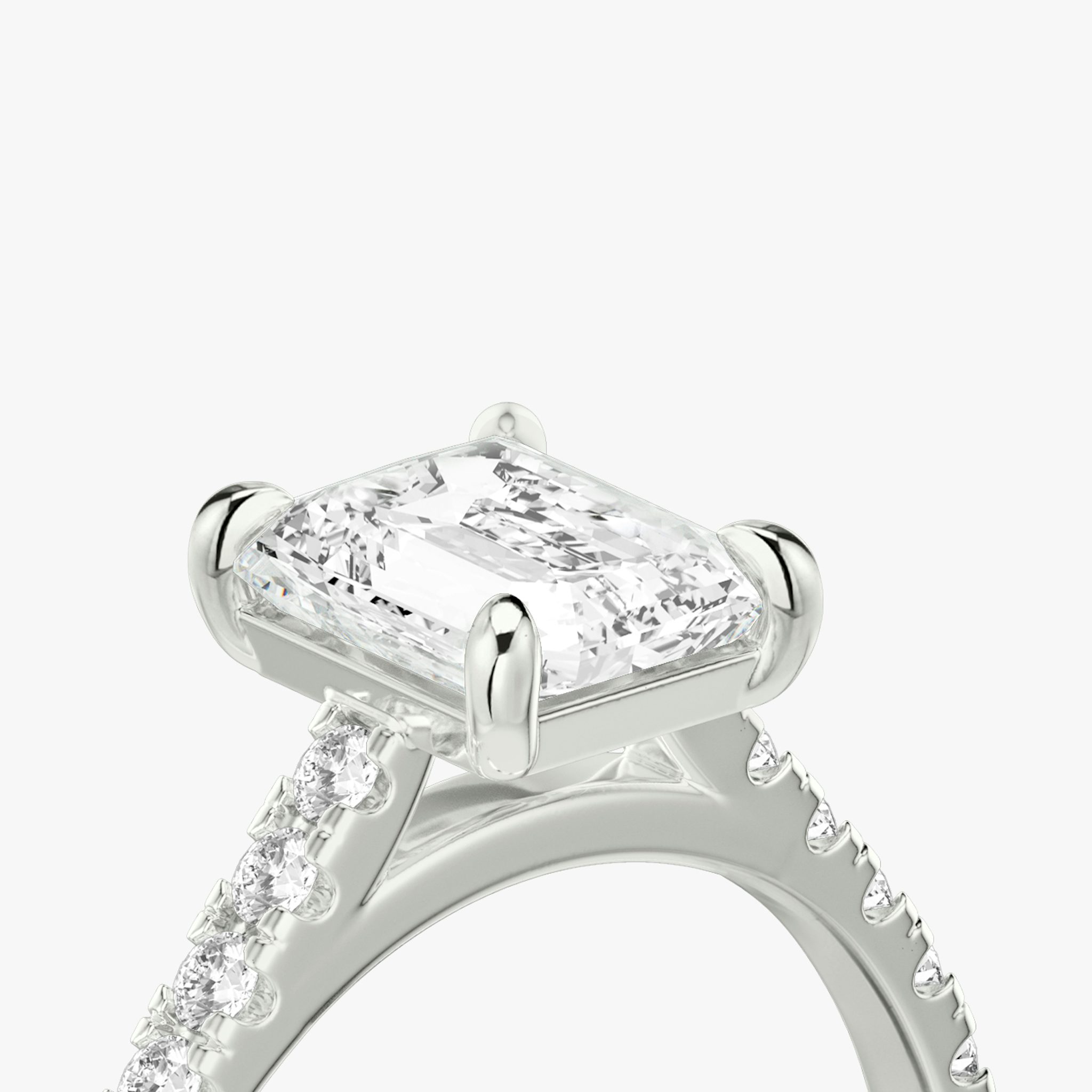 The Cathedral | Radiant | 18k | White Gold | bandAccent: Pavé | diamondOrientation: vertical | caratWeight: other