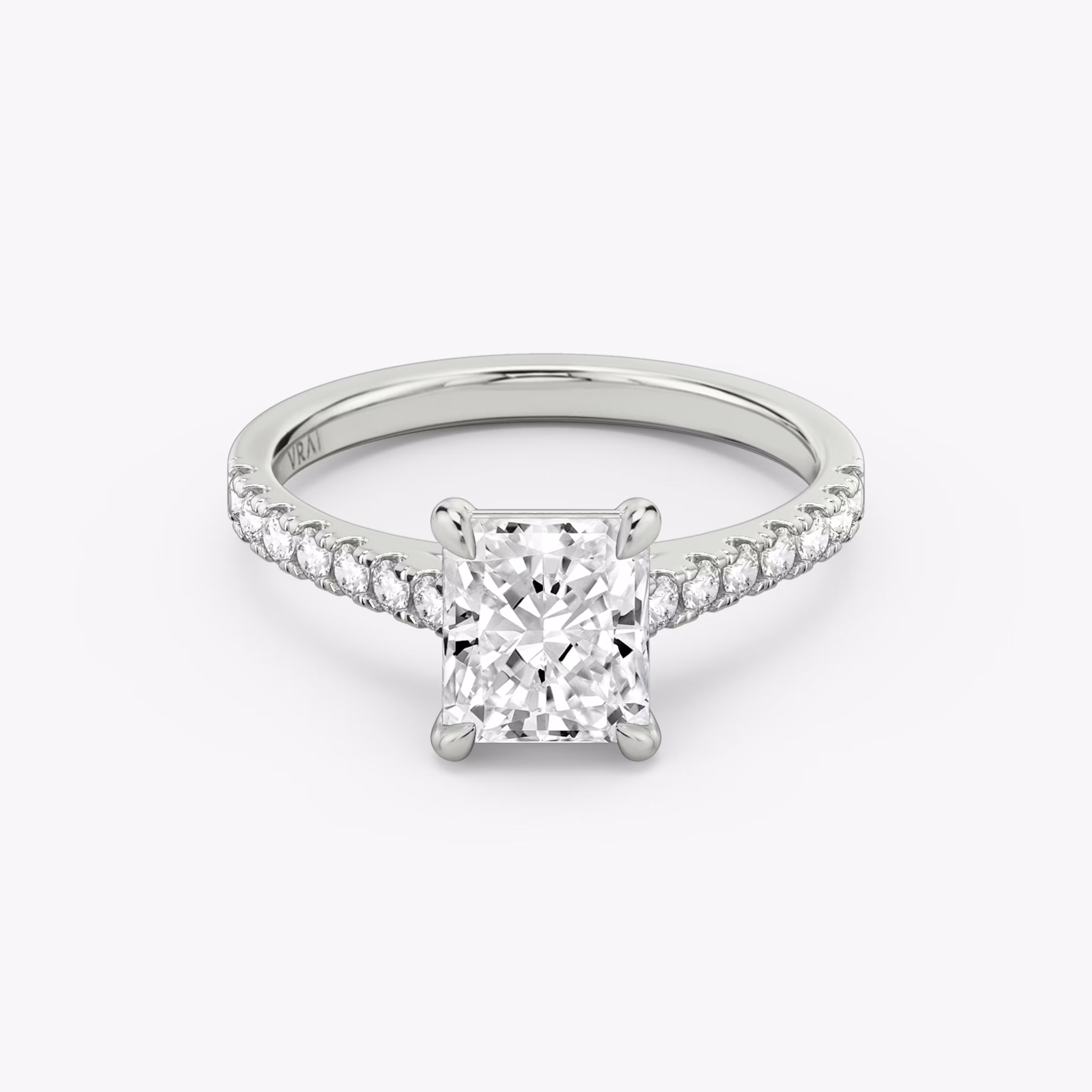 The Cathedral | Radiant | 18k | White Gold | bandAccent: Pavé | diamondOrientation: vertical | caratWeight: other