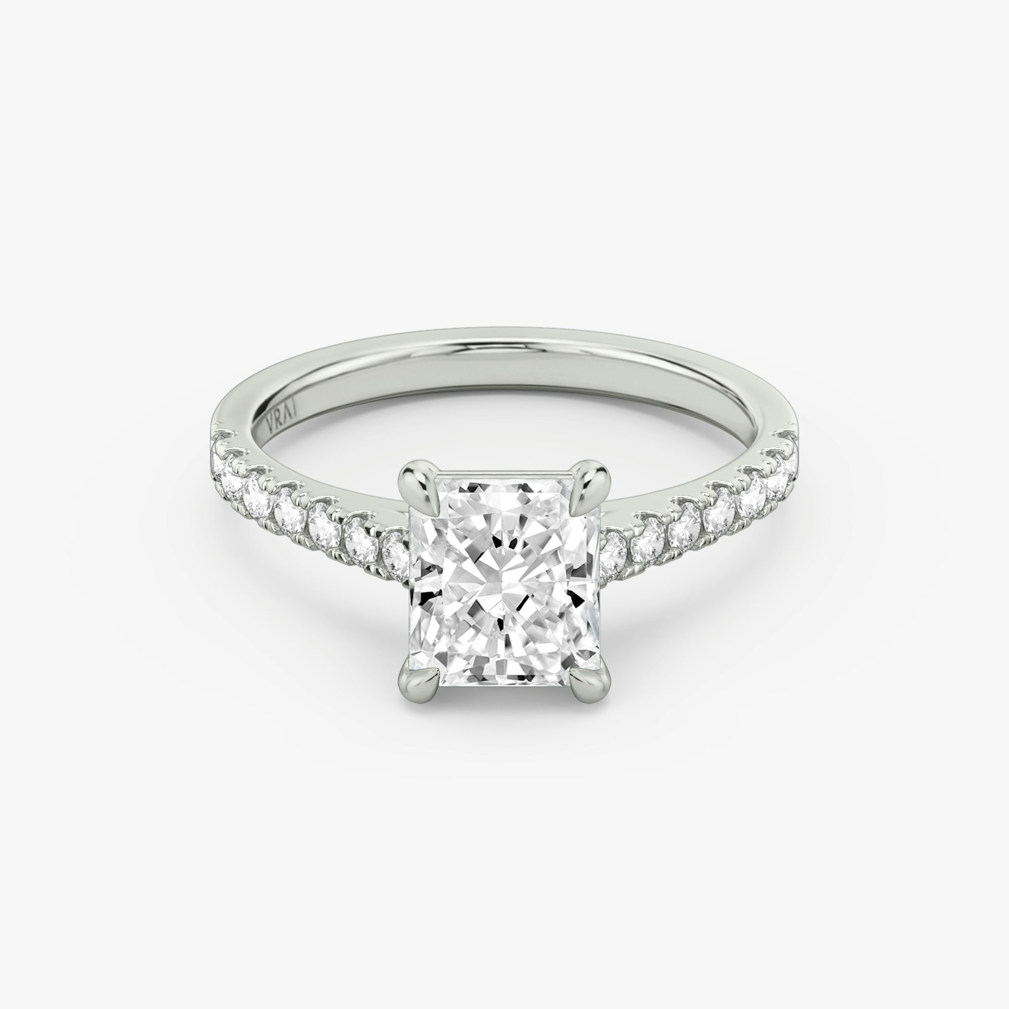 The Cathedral | Radiant | 18k | White Gold | bandAccent: Pavé | diamondOrientation: vertical | caratWeight: other