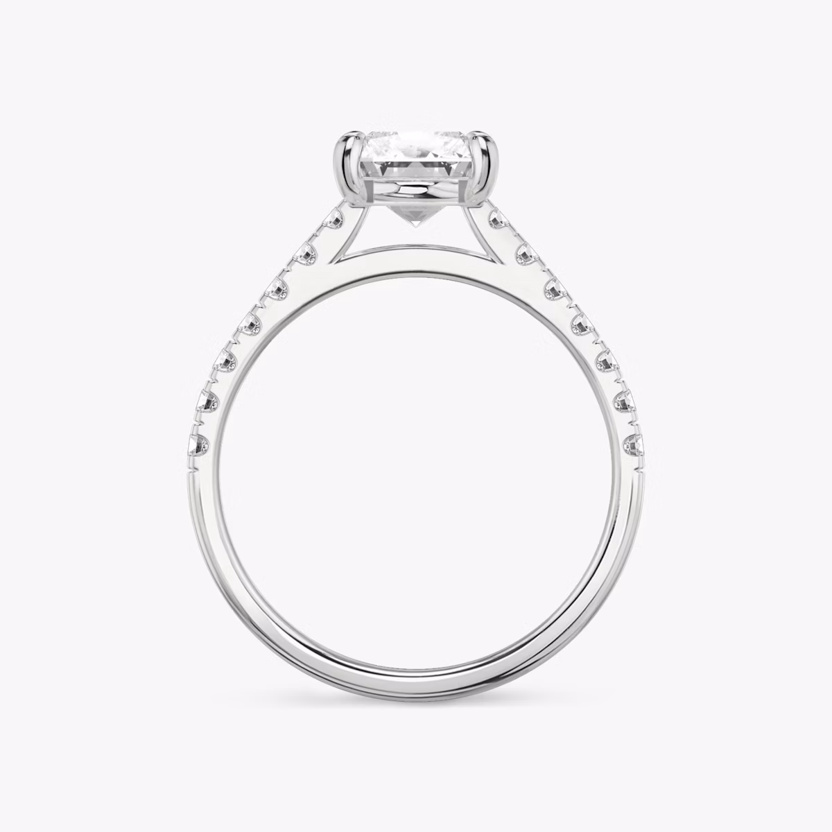 The Cathedral | Radiant | Platinum | bandAccent: Pavé | diamondOrientation: vertical | caratWeight: other